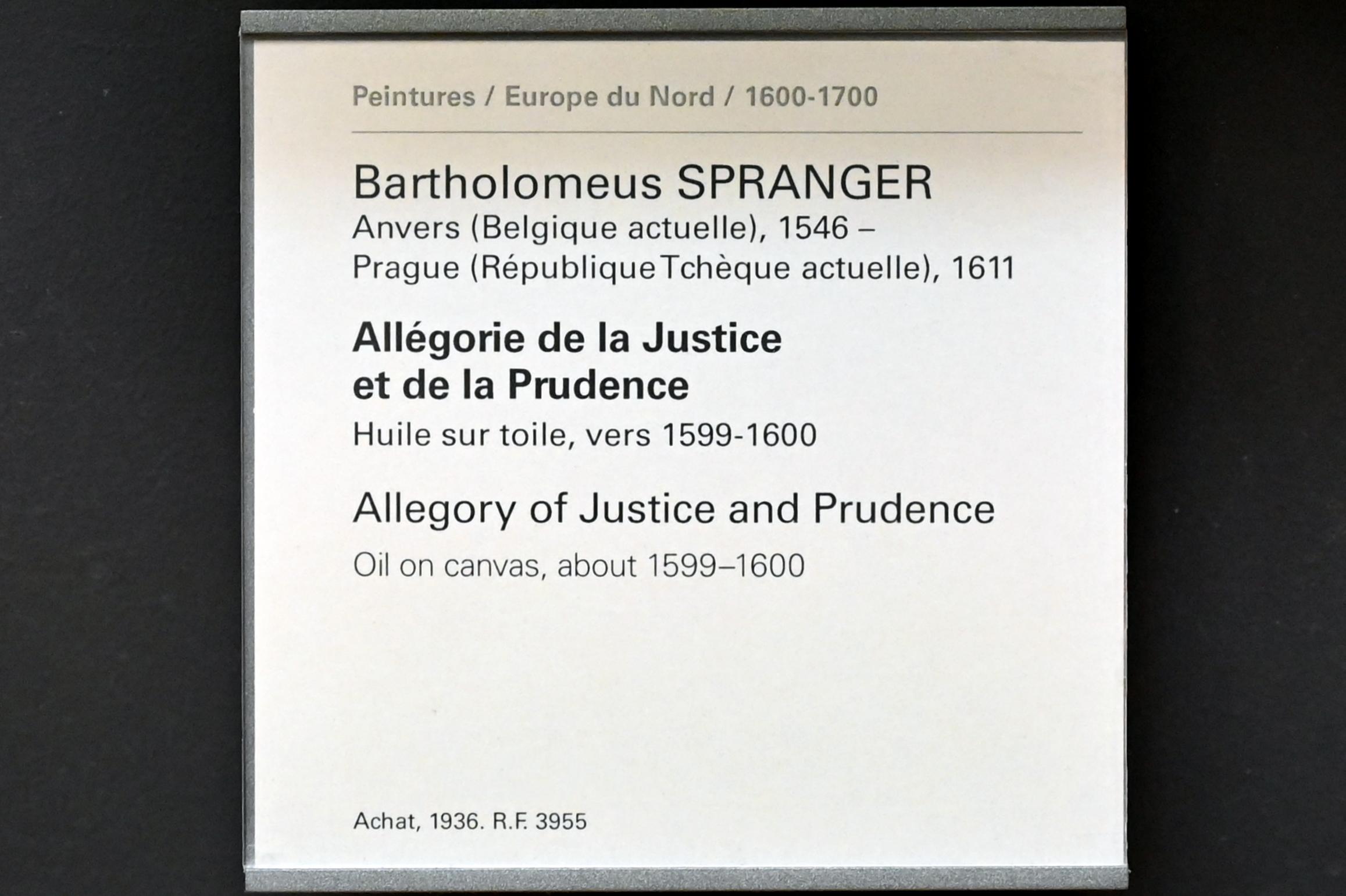 Bartholomäus Spranger (1569–1610), Allegorie der Gerechtigkeit und Klugheit, Paris, Musée du Louvre, Saal 806, um 1599–1600, Bild 2/2