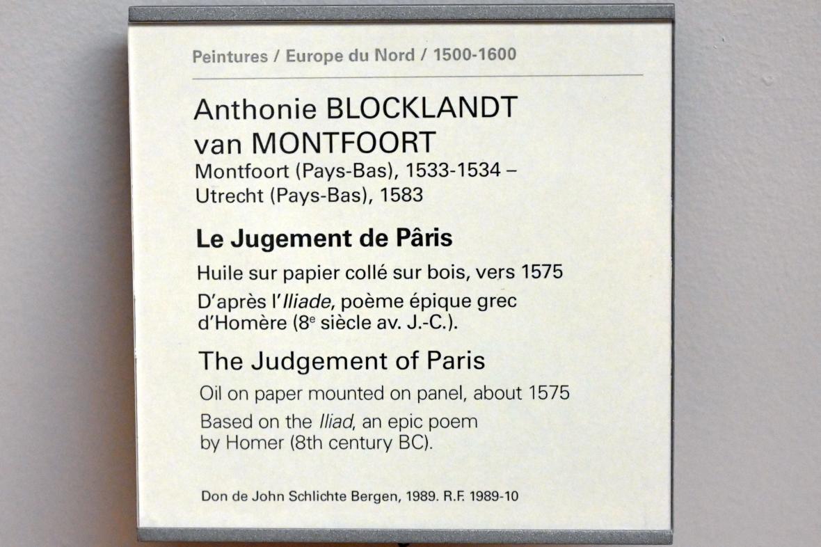 Anthonie Blocklandt van Montfoort (Antony van Blokland) (1575), Urteil des Paris, Paris, Musée du Louvre, Saal 808, um 1575, Bild 2/2