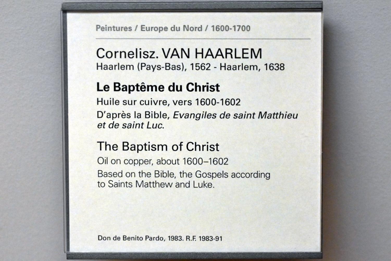 Cornelis van Haarlem (1588–1628), Taufe Christi, Paris, Musée du Louvre, Saal 808, um 1600–1602, Bild 2/2