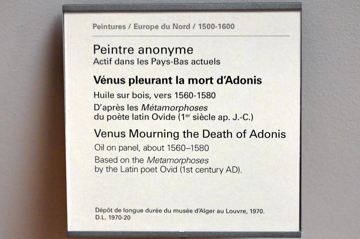 Venus trauert um Adonis, Paris, Musée du Louvre, Saal 808, um 1560–1580, Bild 2/2