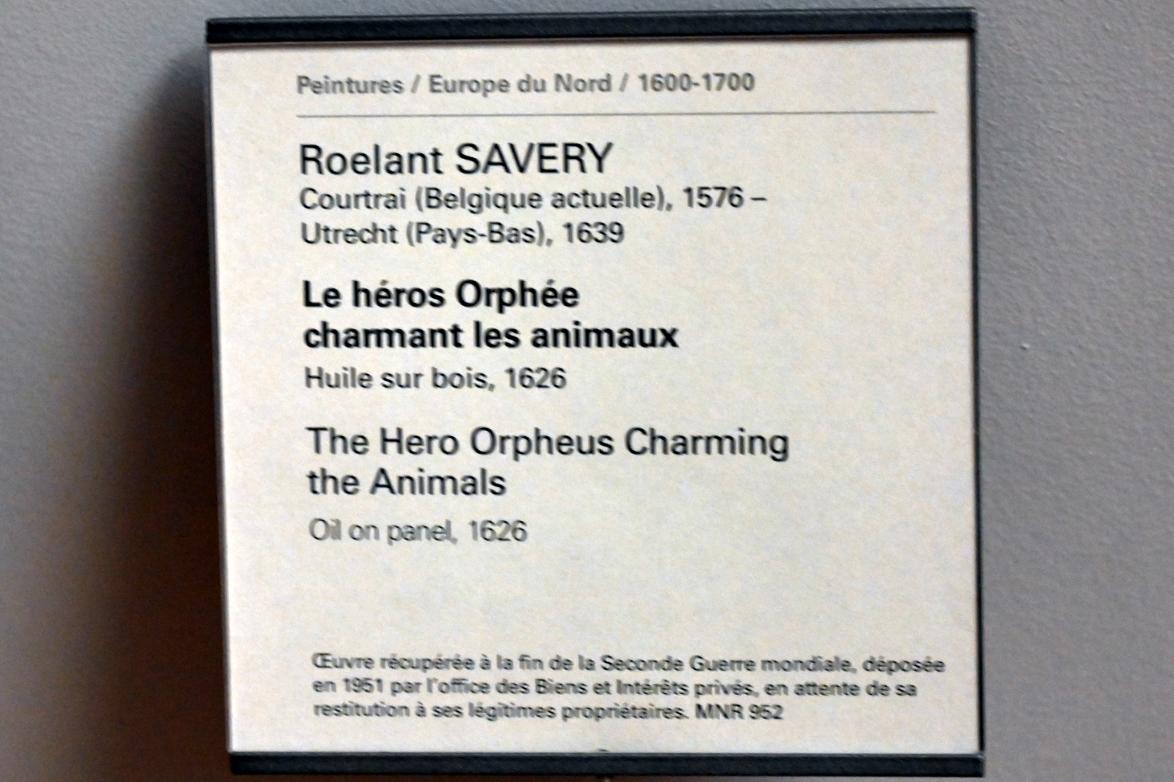 Roelant Savery (1602–1634), Der Held Orpheus bezaubert die Tiere, Paris, Musée du Louvre, Saal 807, 1626, Bild 2/2