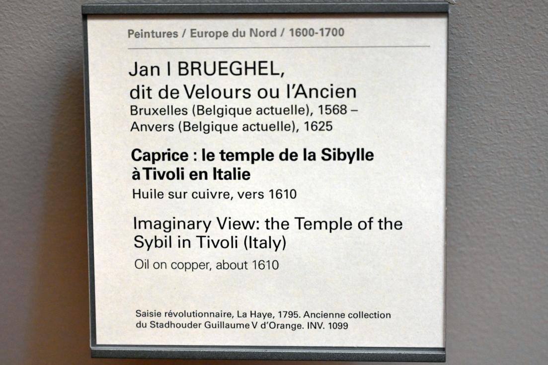 Jan Brueghel der Ältere (Samtbrueghel, Blumenbrueghel) (1593–1621), Imaginäre Ansicht des Tempels der Sibylle in Tivoli, Paris, Musée du Louvre, Saal 807, um 1610, Bild 2/2