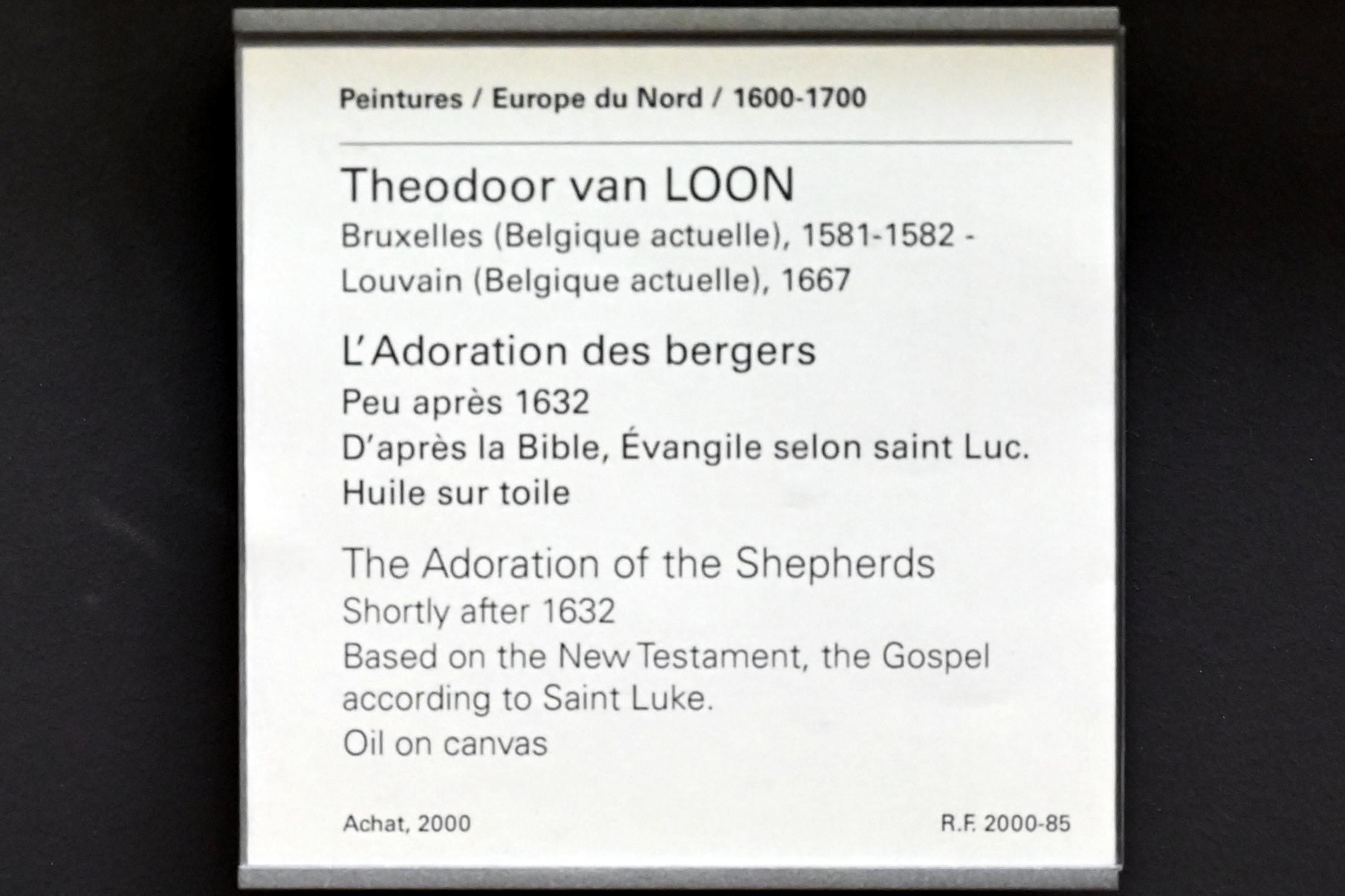 Theodoor van Loon (1633), Anbetung der Hirten, Paris, Musée du Louvre, Saal 803, nach 1632, Bild 2/2