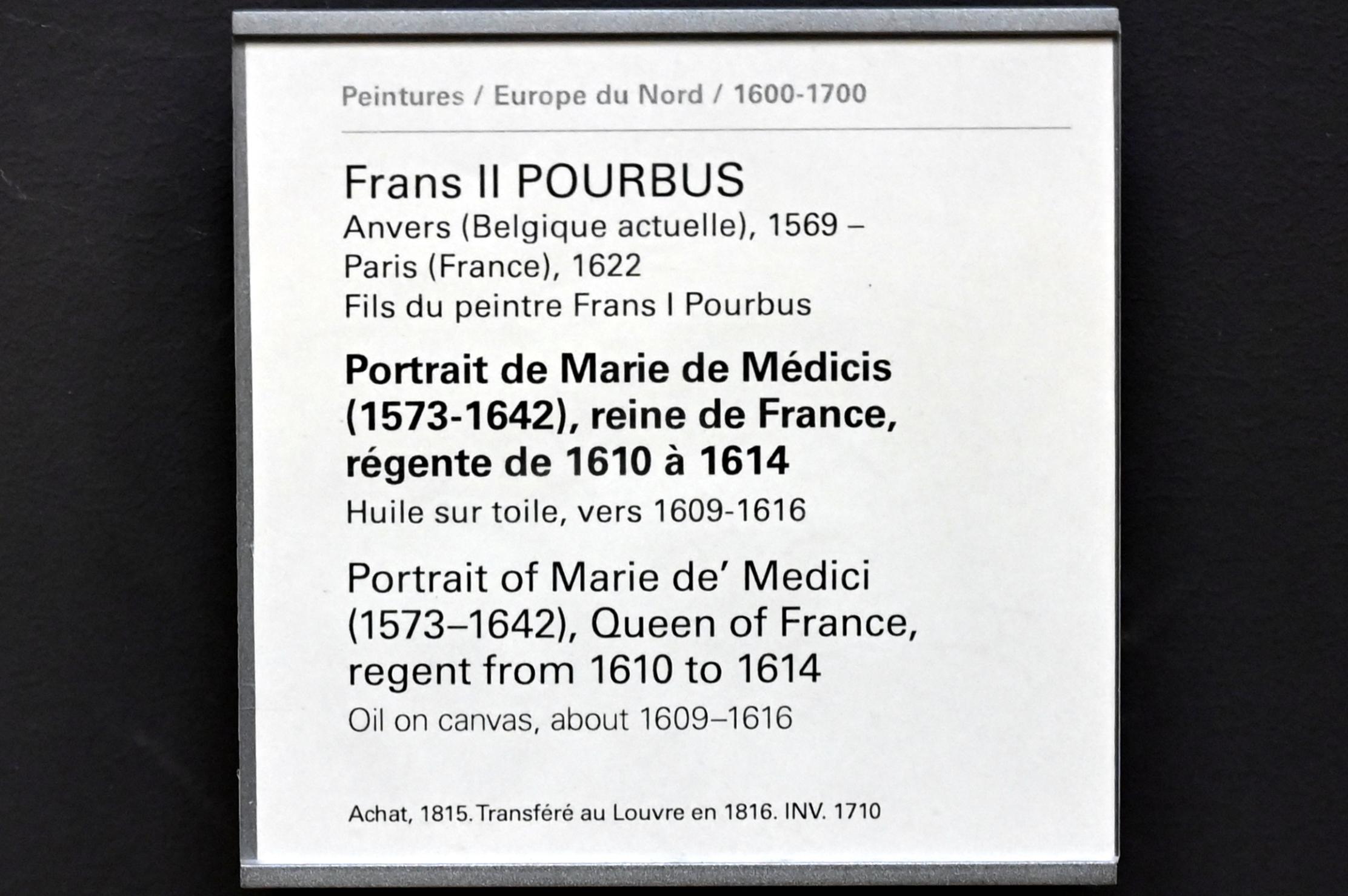 Frans Pourbus der Jüngere (1591–1618), Porträt der Maria de’ Medici (1575-1642), Königin von Frankreich (1600-1610), Paris, Musée du Louvre, Saal 803, um 1609–1616, Bild 2/2