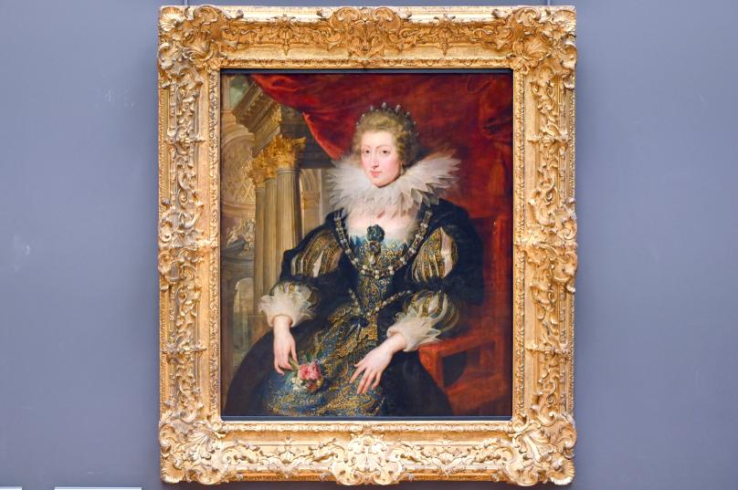 Peter Paul Rubens (Werkstatt) (1615–1635), Porträt der Anna von Österreich (1601-1666), Königin von Frankreich, Ehefrau von Ludwig XIII., König von Frankreich 1610 bis 1643, Paris, Musée du Louvre, Saal 803, um 1620, Bild 1/2