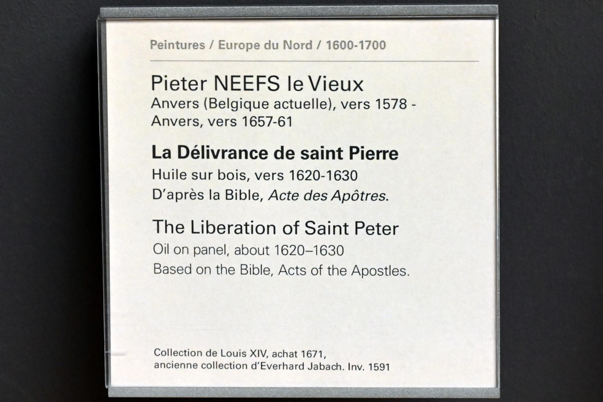 Pieter Neefs der Jüngere (1625), Die Befreiung des Heiligen Petrus, Paris, Musée du Louvre, Saal 803, um 1620–1630, Bild 2/2
