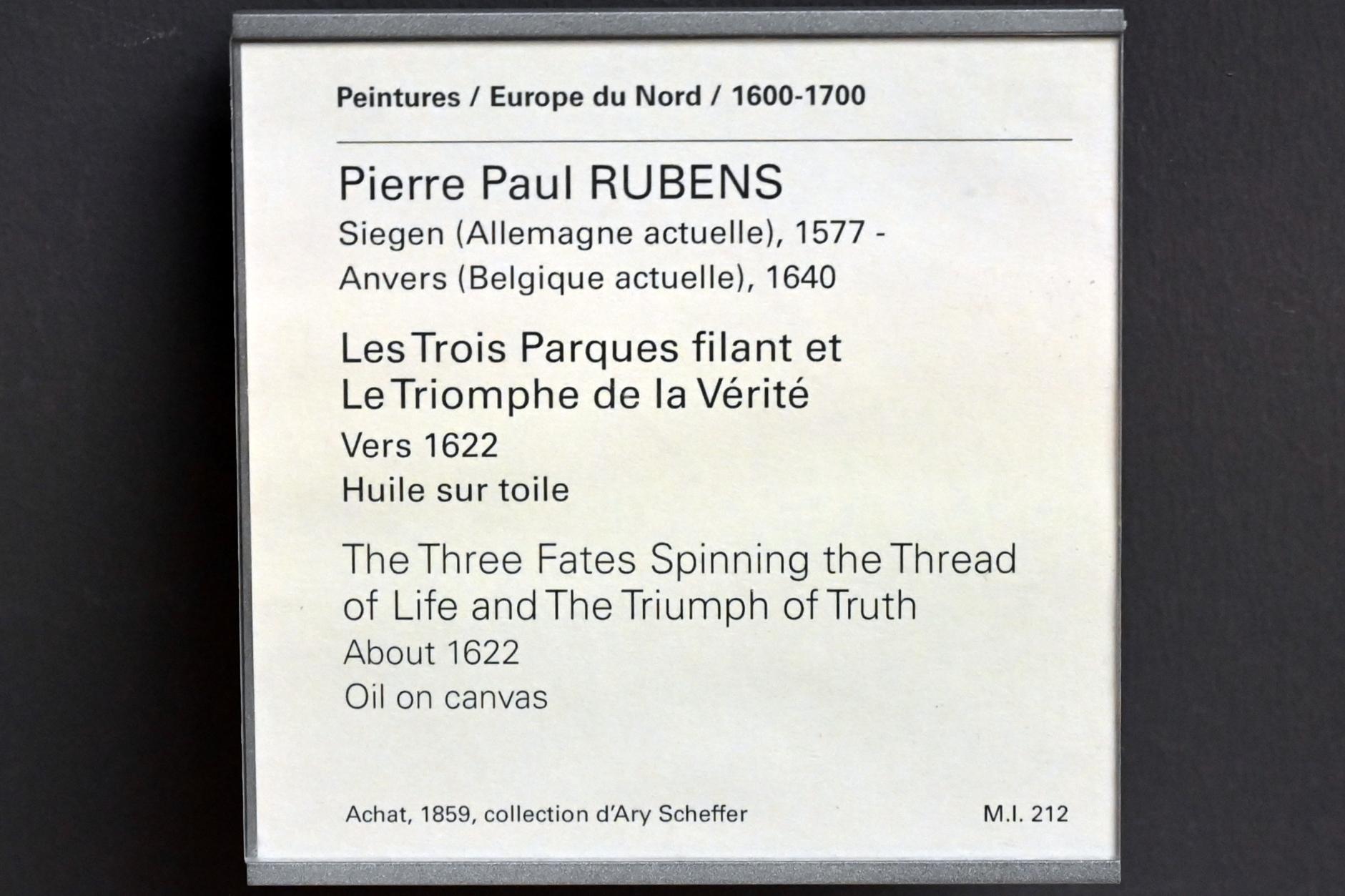 Peter Paul Rubens (1598–1640), Die drei Parzen spinnen die Schicksalsfäden und der Triumph der Wahrheit, Paris, Musée du Louvre, Saal 803, um 1622, Bild 2/2