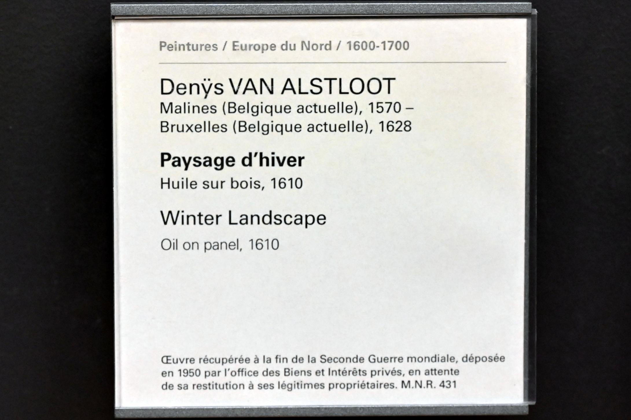 Denis van Alsloot (1610), Winterlandschaft, Paris, Musée du Louvre, Saal 803, 1610, Bild 2/2
