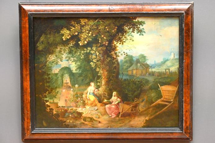 Frans Francken der Jüngere (Werkstatt) (1612–1627), Vertumnus und Pomona (Die von Vertumnus verführte Nymphe Pomona), Paris, Musée du Louvre, Saal 803, 1626, Bild 1/2