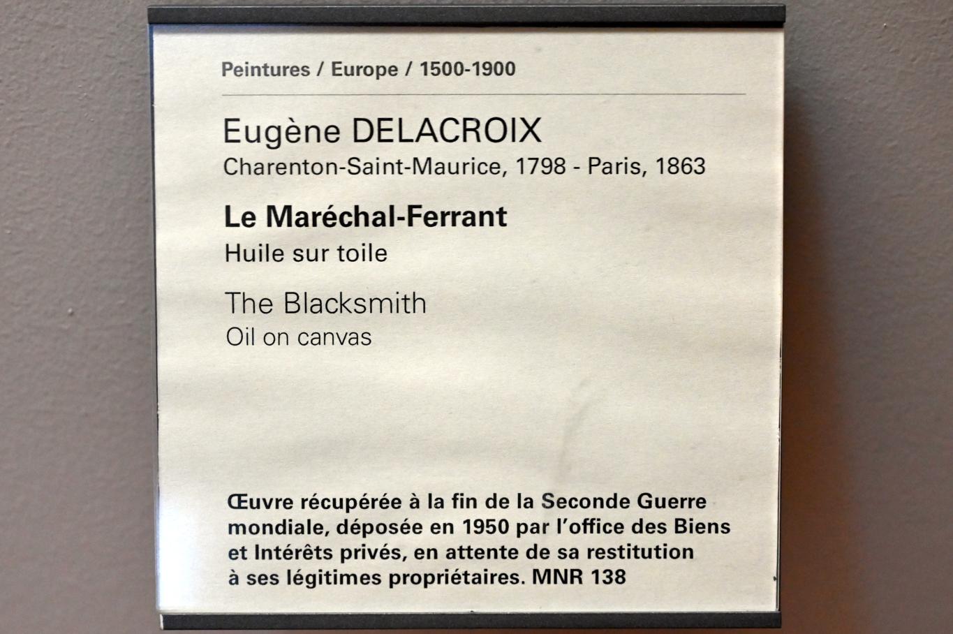 Eugène Delacroix (1820–1862), Der Hufschmied, Paris, Musée du Louvre, Saal 804, Undatiert, Bild 2/2