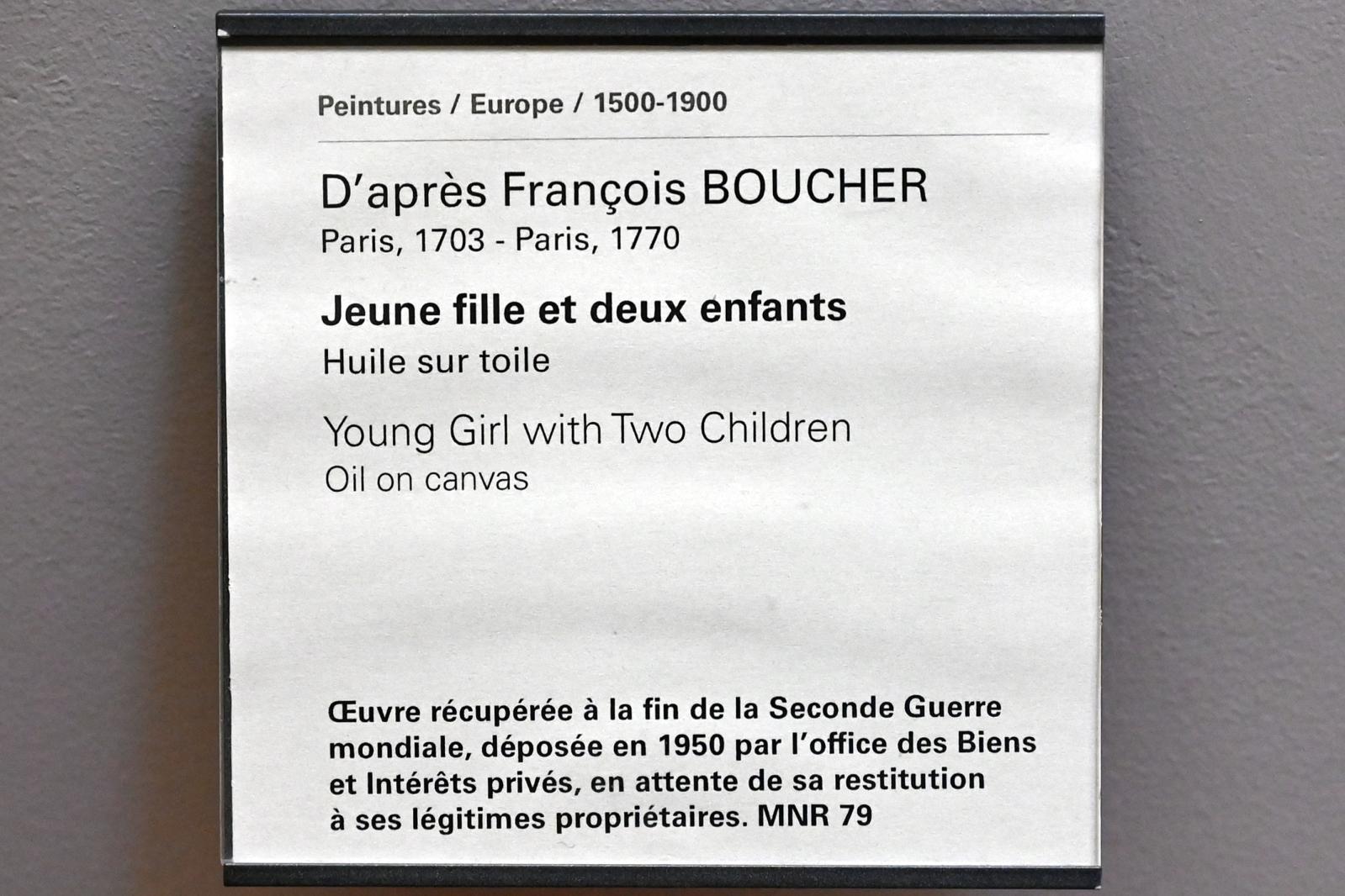 François Boucher (Nachahmer) (1750), Junges Mädchen mit zwei Kindern, Paris, Musée du Louvre, Saal 804, Undatiert, Bild 2/2