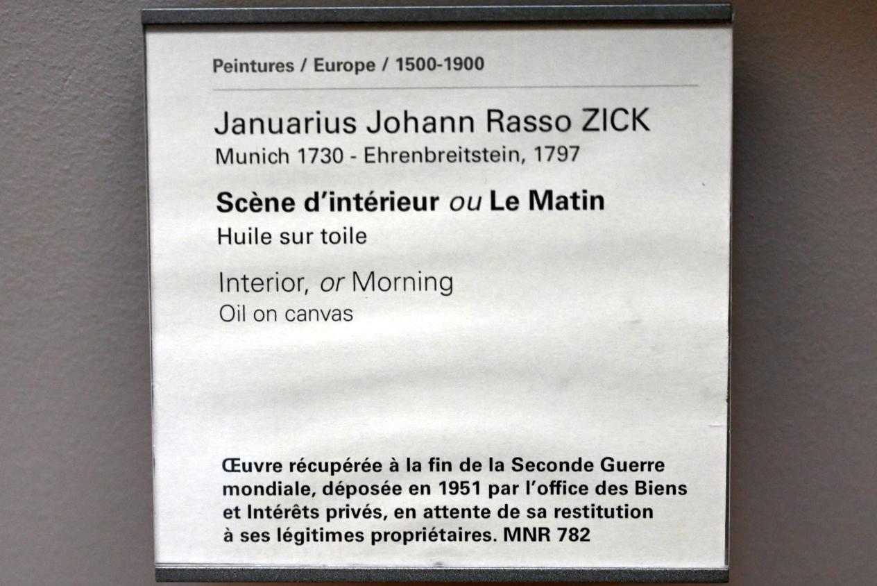 Januarius  Zick (1752–1794), Interieur (Der Morgen), Paris, Musée du Louvre, Saal 805, 1779, Bild 2/2