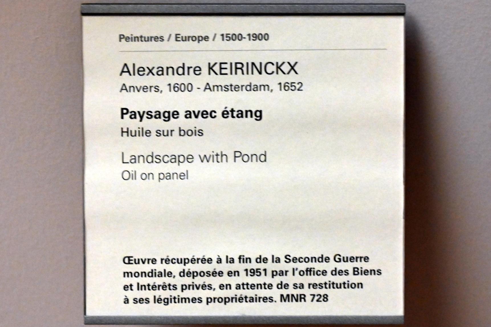 Alexander Keirincx (1635–1637), Landschaft mit Teich, Paris, Musée du Louvre, Saal 805, Undatiert, Bild 2/2