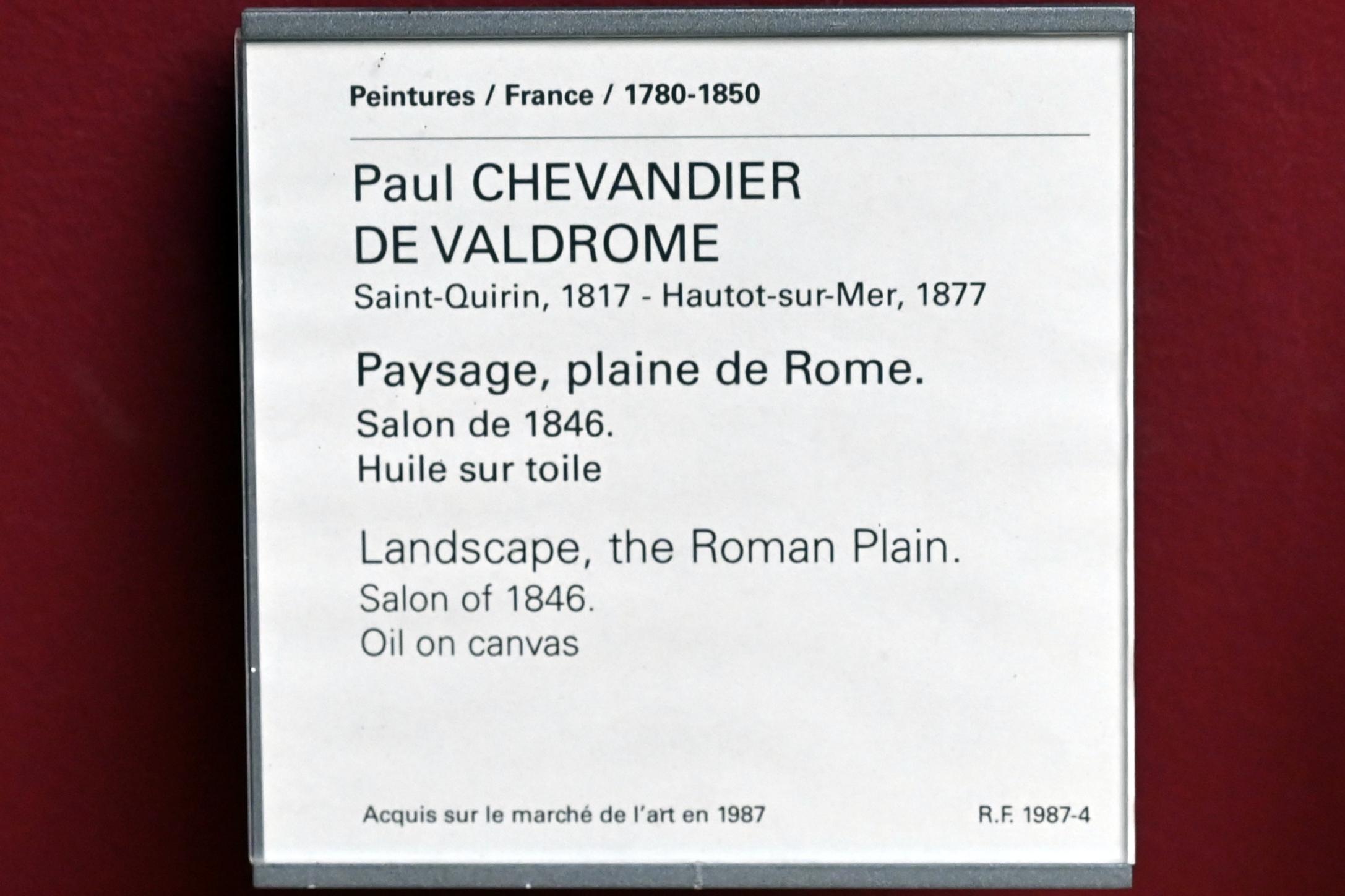 Paul Chevandier de Valdrome (1845), Landschaft in der Ebene von Rom, Paris, Musée du Louvre, Saal 943, vor 1846, Bild 2/2