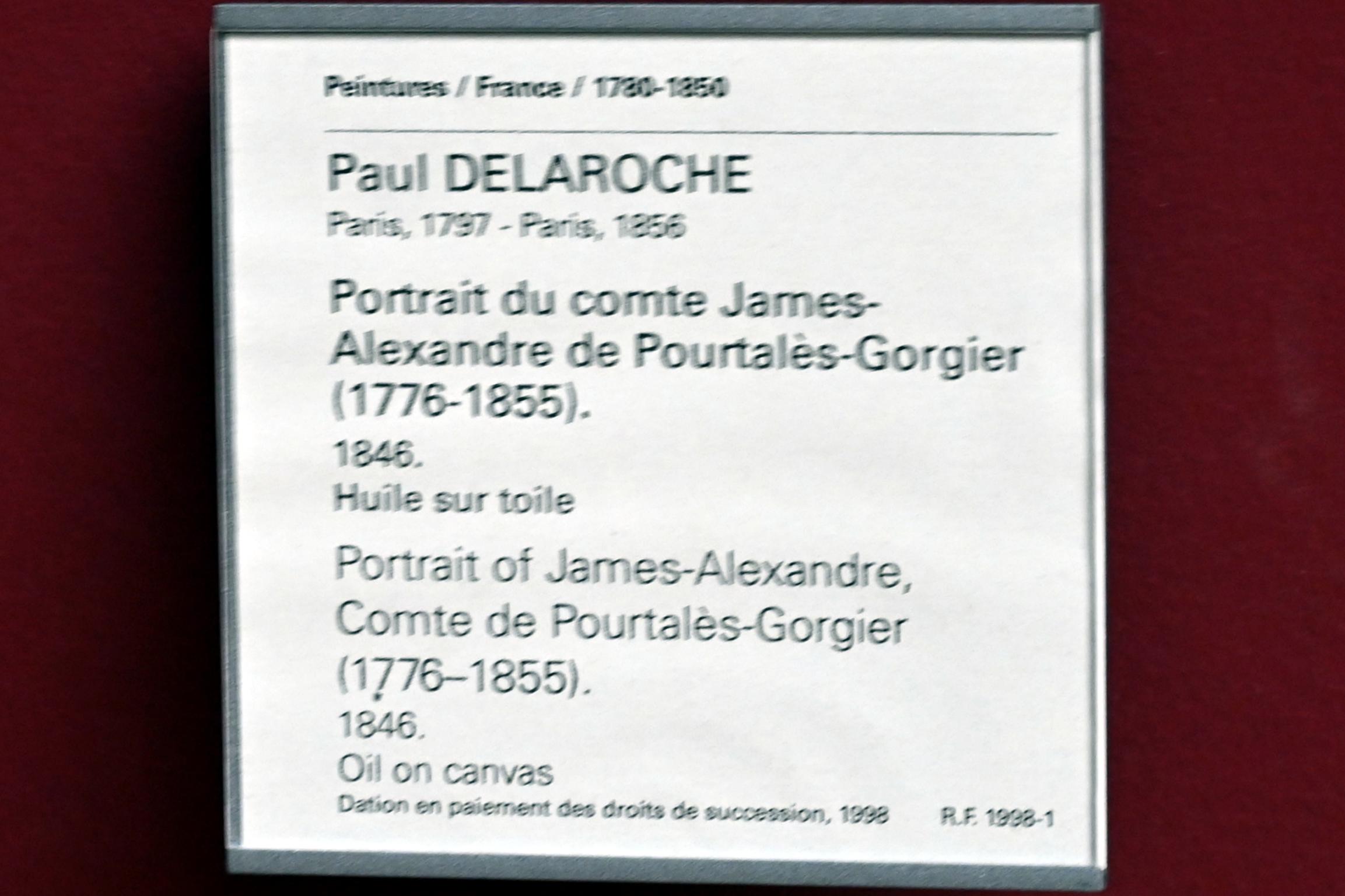 Paul Delaroche (1826–1855), Porträt des James-Alexandre, Graf von Pourtalès-Gorgier (1776-1855), Paris, Musée du Louvre, Saal 943, 1846, Bild 2/2