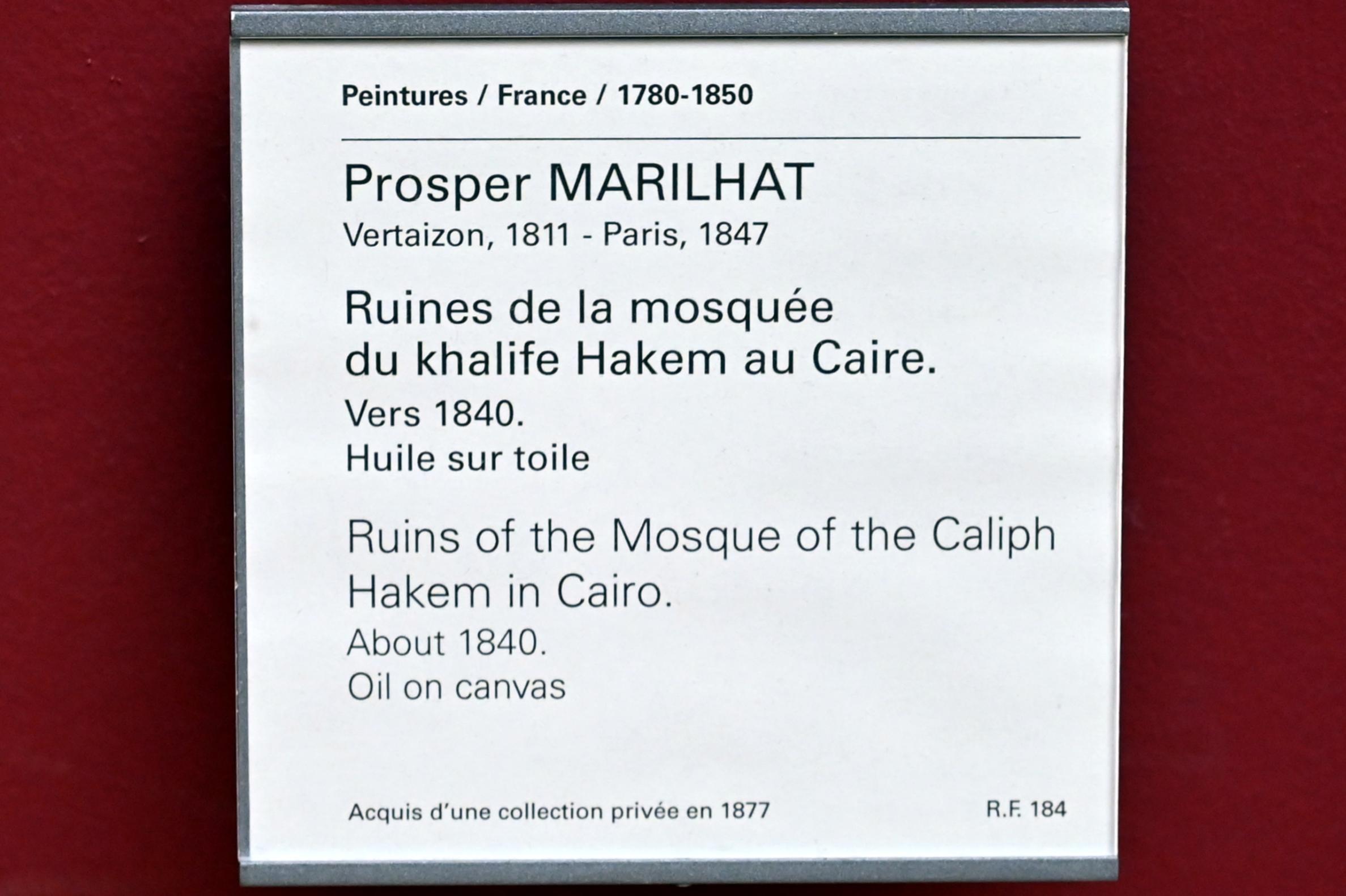 Prosper Marilhat (1840), Ruinen der al-Hakim-Moschee in Kairo, Paris, Musée du Louvre, Saal 943, um 1840, Bild 2/2