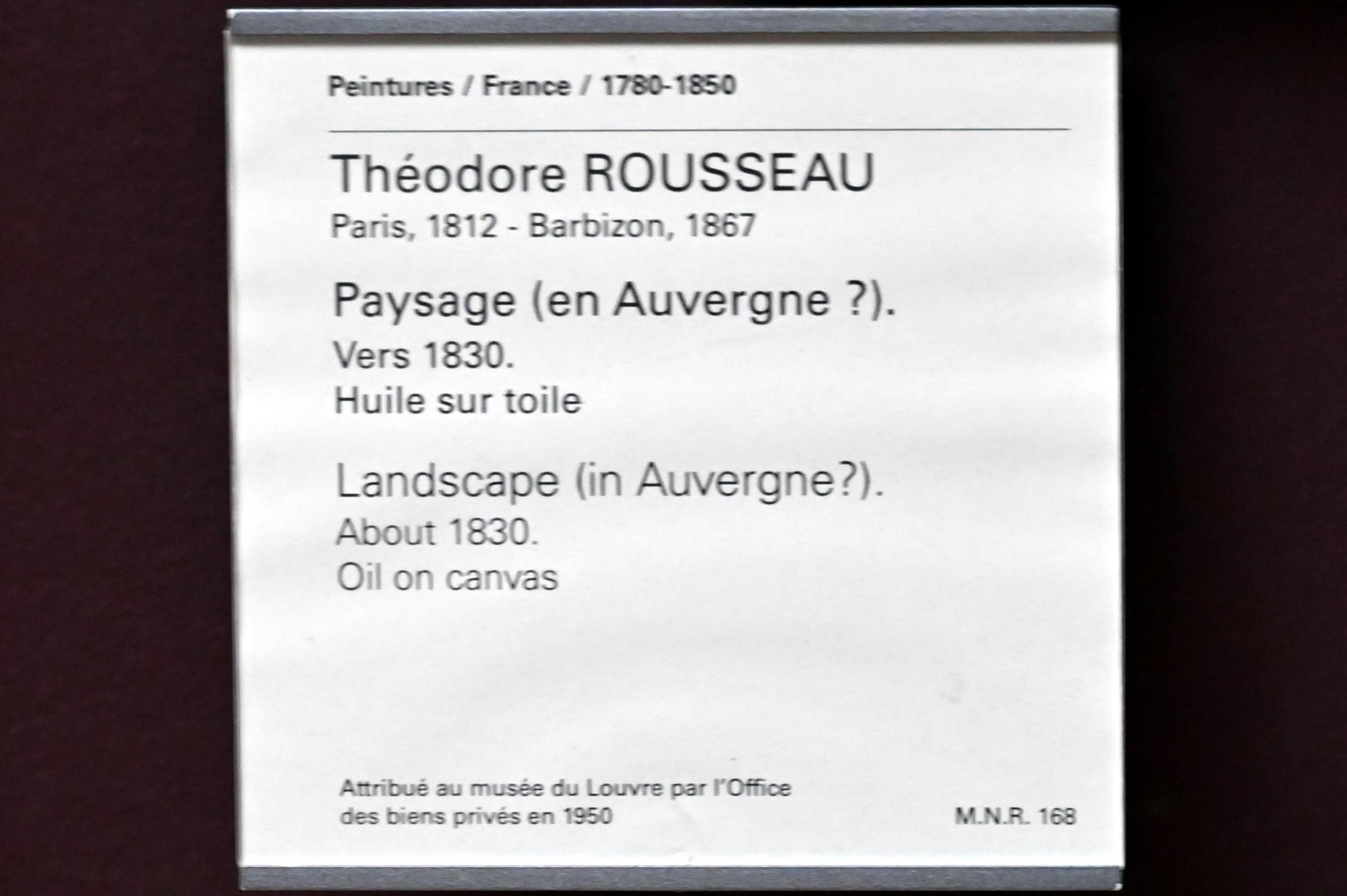Théodore Rousseau (1827–1862), Landschaft (in der Auvergne?), Paris, Musée du Louvre, Saal 944, um 1830, Bild 2/2
