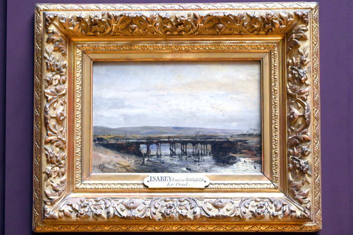 Eugène Isabey (1832–1855), Die Holzbrücke über die Touques in der Nähe von Deauville, Normandie, Paris, Musée du Louvre, Saal 944, Undatiert