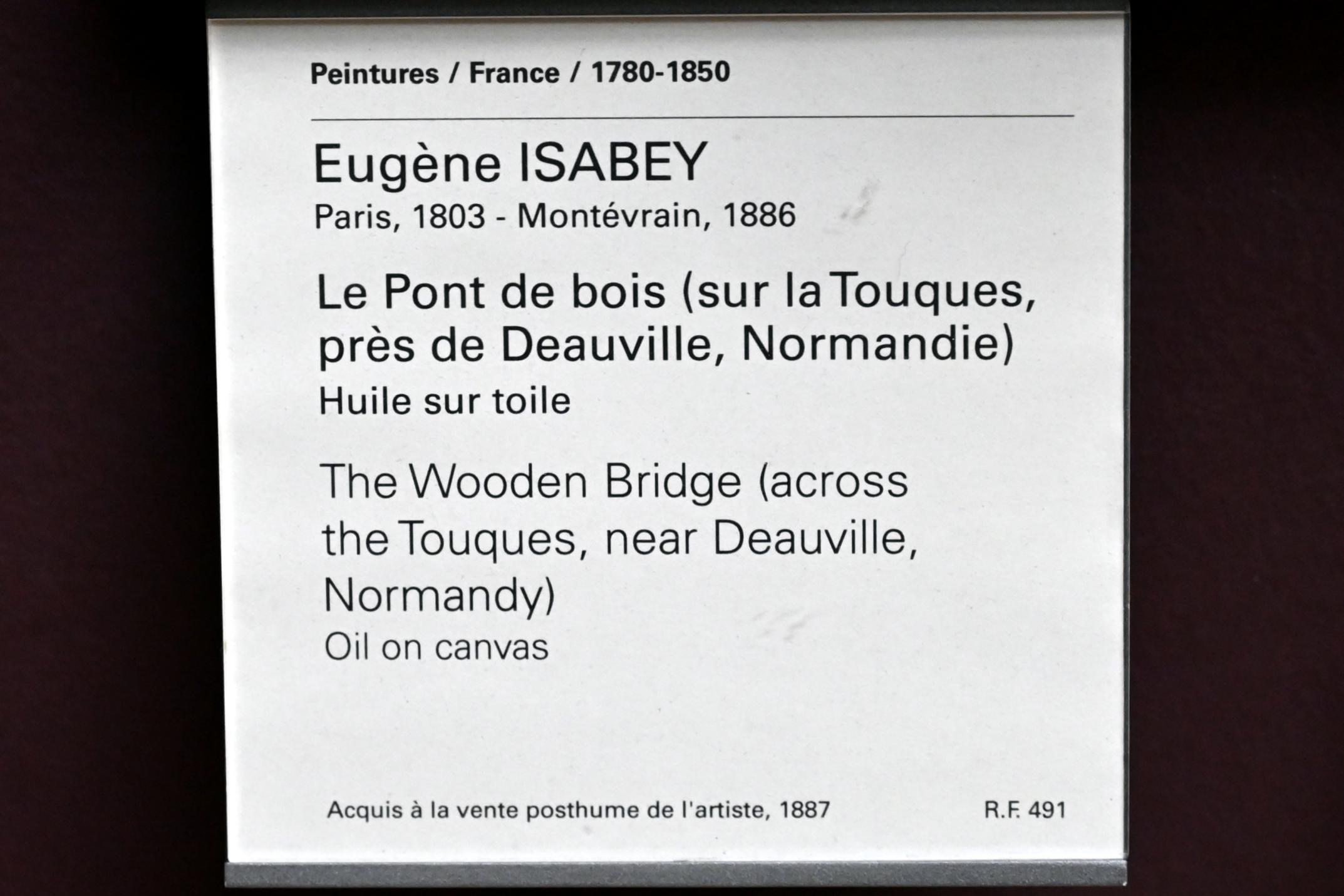 Eugène Isabey (1832–1855), Die Holzbrücke über die Touques in der Nähe von Deauville, Normandie, Paris, Musée du Louvre, Saal 944, Undatiert, Bild 2/2