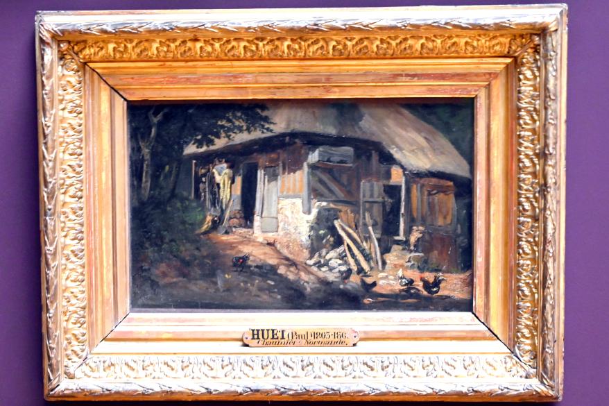Paul Huet (1830–1855), Reetdachhaus im alten Trouville-sur-Mer in der Normandie, Paris, Musée du Louvre, Saal 944, um 1830, Bild 1/2