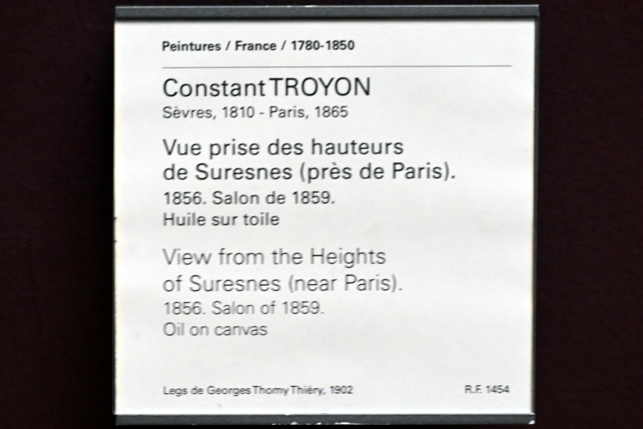 Constant Troyon (1845–1858), Blick von den Höhen von Suresnes bei Paris, Paris, Musée du Louvre, Saal 944, 1856, Bild 2/2