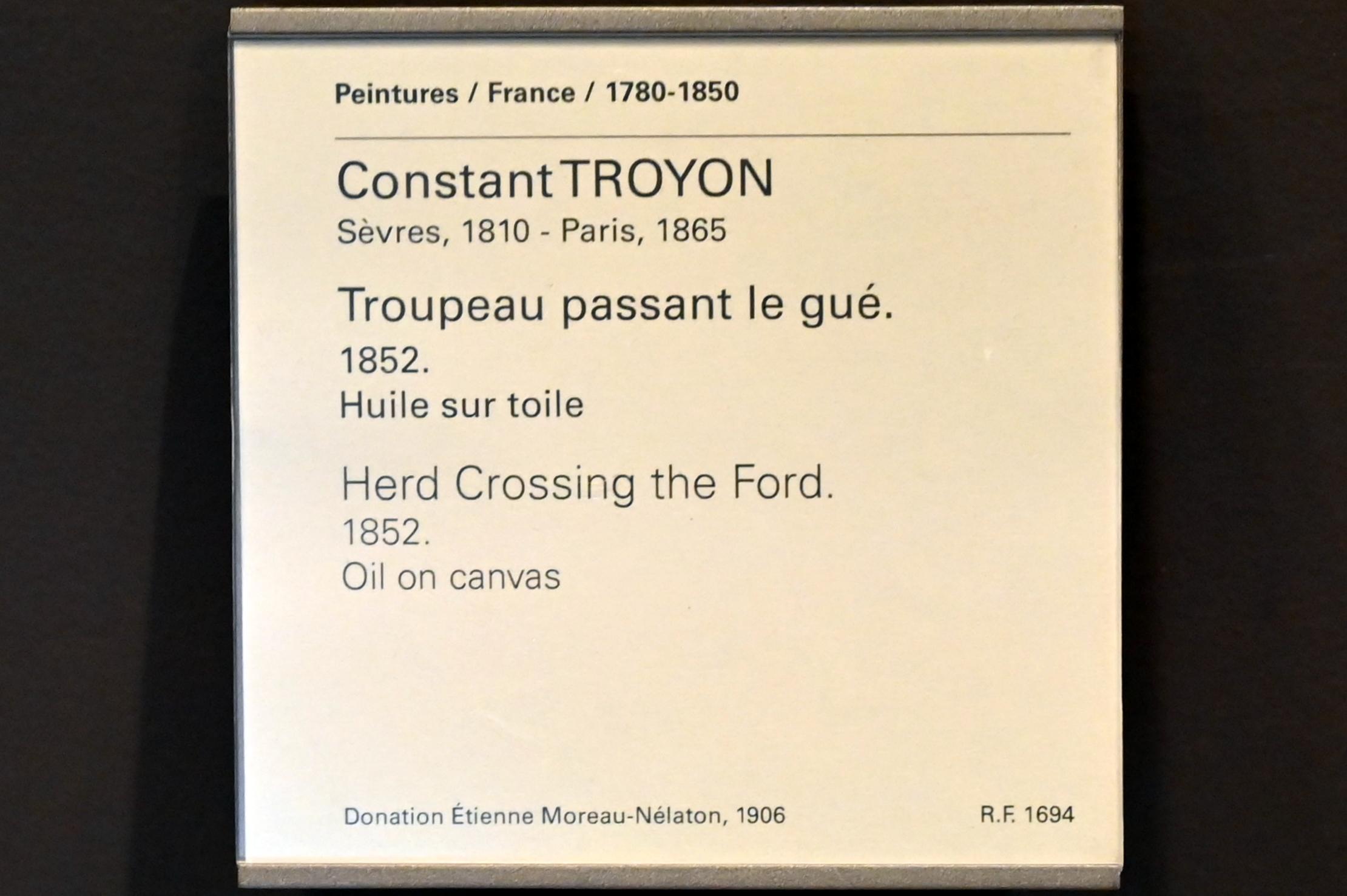 Constant Troyon (1845–1858), Furtdurchquerung der Viehherde, Paris, Musée du Louvre, Saal 945, 1852, Bild 2/2