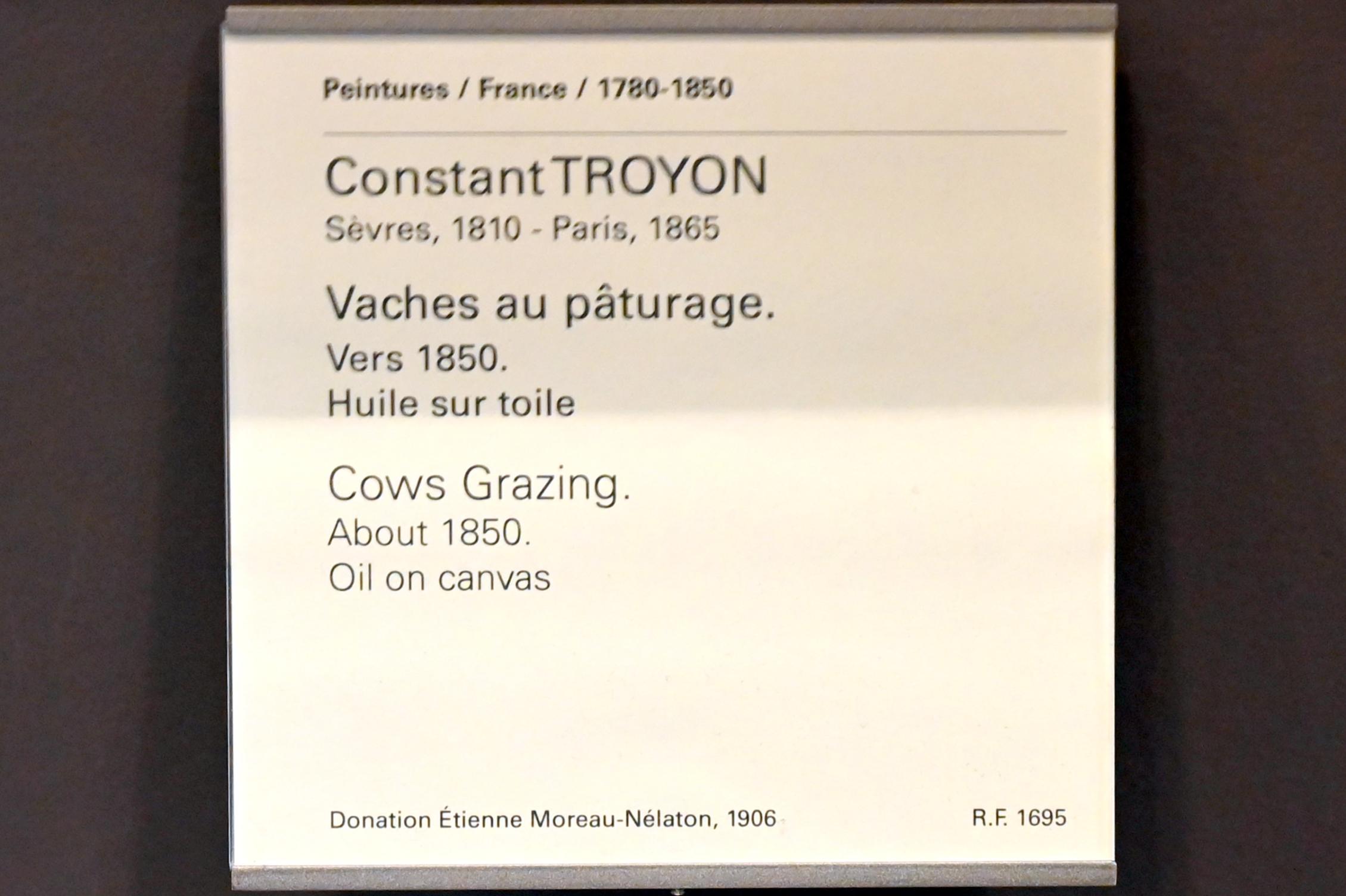 Constant Troyon (1845–1858), Kühe auf der Weide, Paris, Musée du Louvre, Saal 945, um 1850, Bild 2/2
