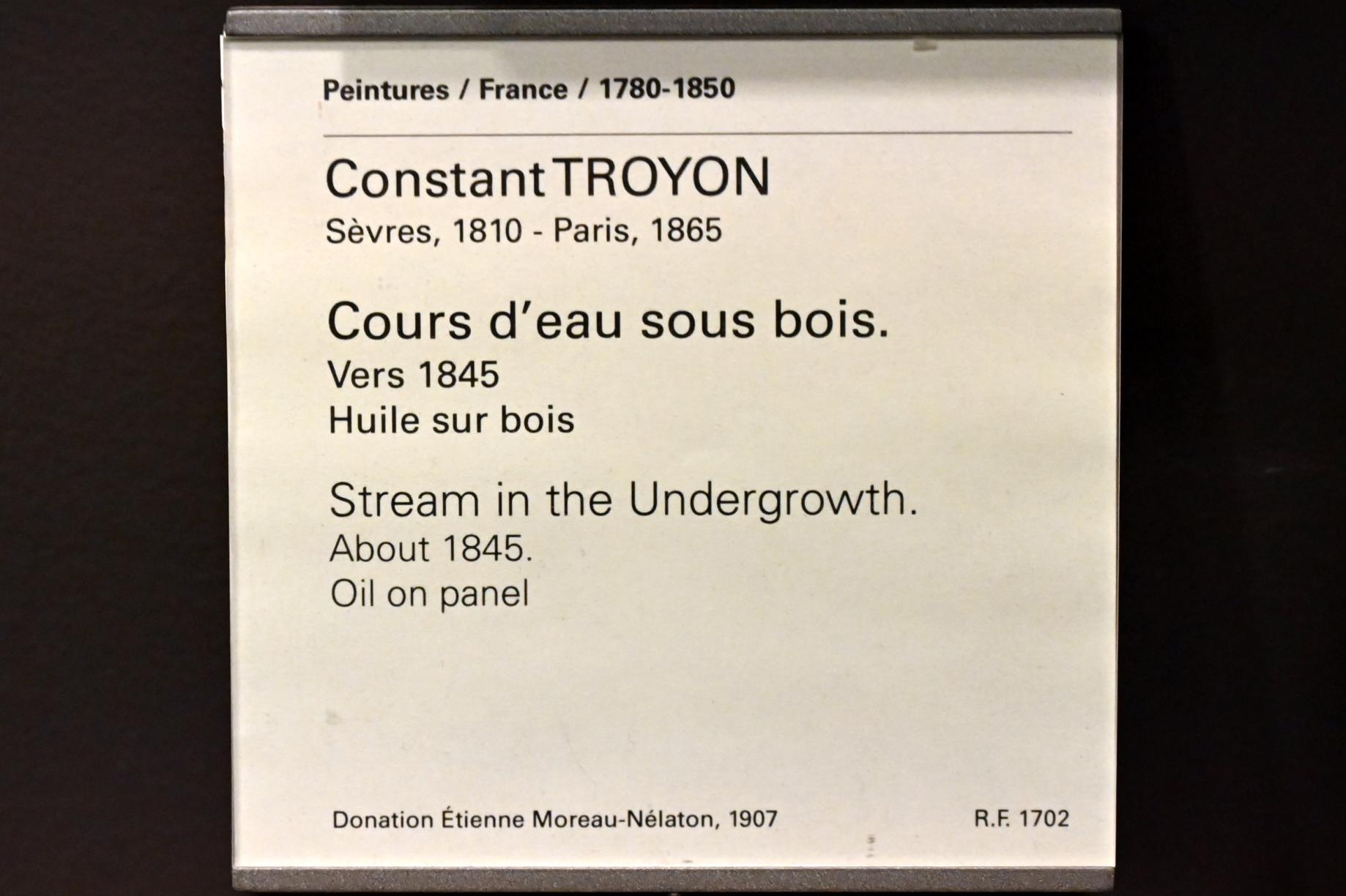 Constant Troyon (1845–1858), Bach im Unterholz, Paris, Musée du Louvre, Saal 945, um 1845, Bild 2/2