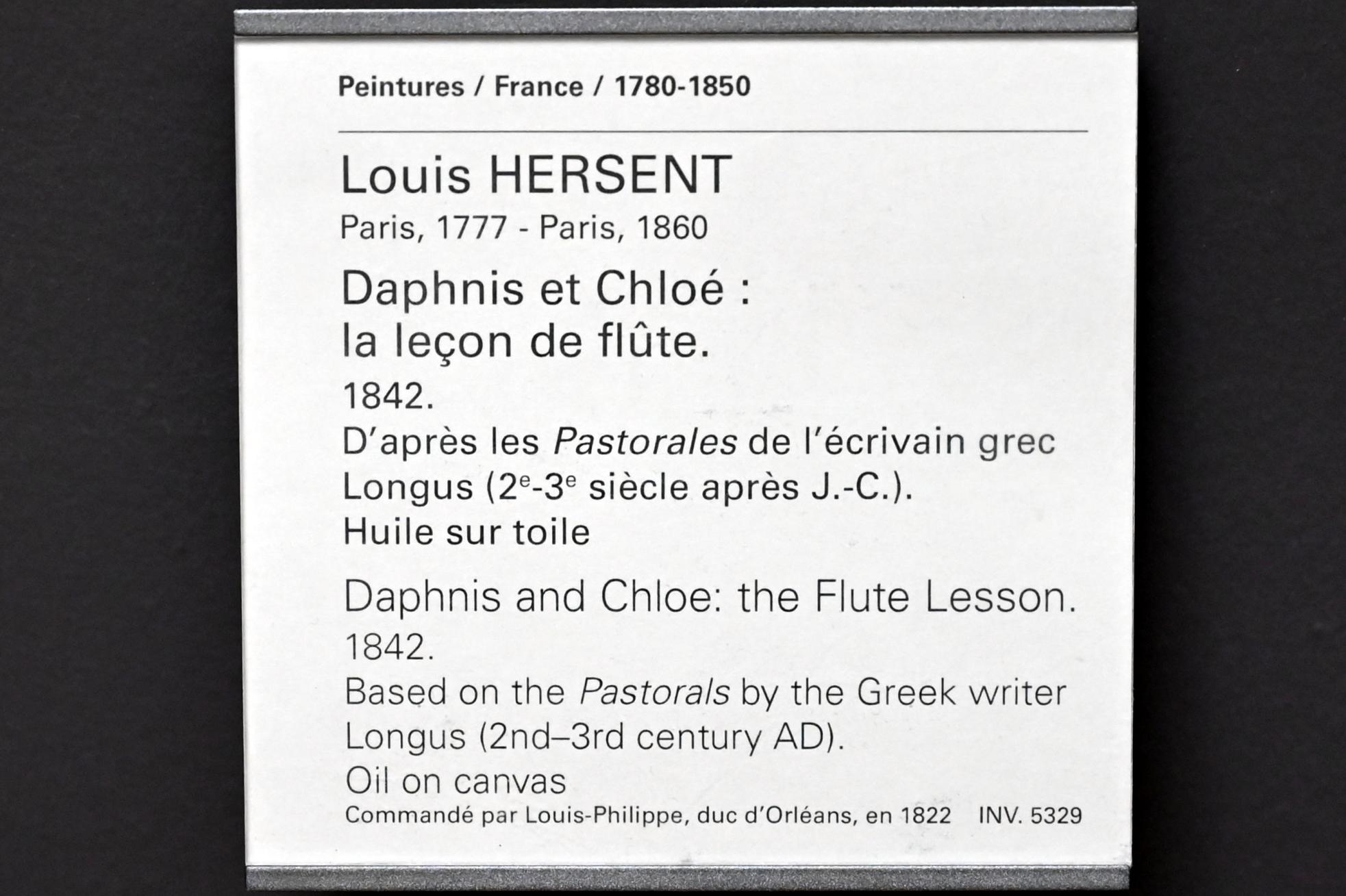 Louis Hersent (1821–1842), Daphnis und Chloe, die Flötenstunde, Paris, Musée du Louvre, Saal 946, 1842, Bild 2/2