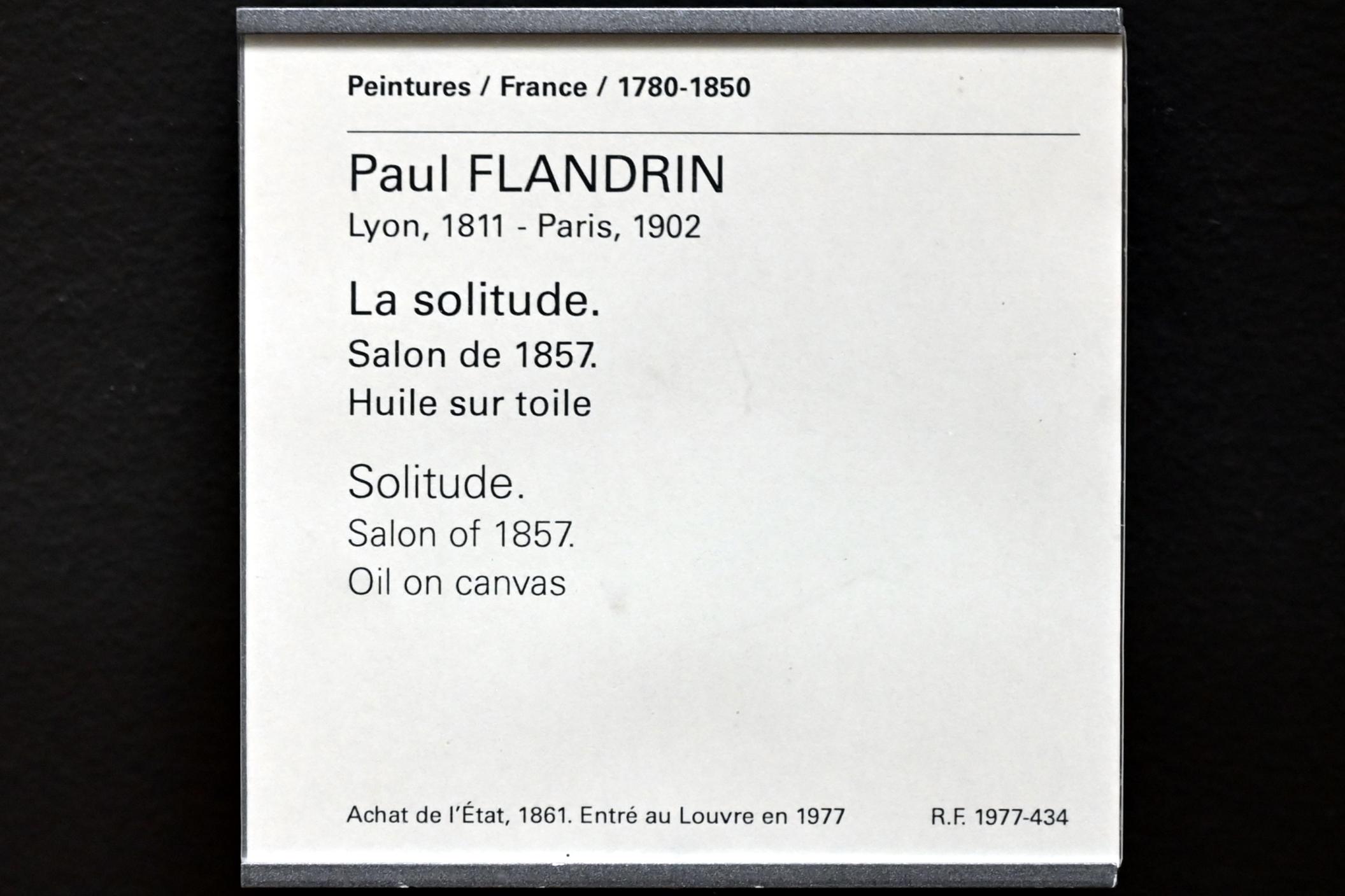 Paul Jean Flandrin (1836–1856), Einsamkeit, Paris, Musée du Louvre, Saal 946, vor 1857, Bild 2/2