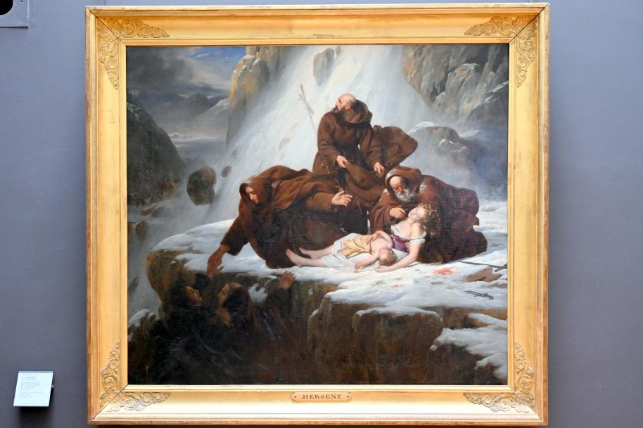 Louis Hersent (1821–1842), Die Mönche von Sankt Gotthard, Paris, Musée du Louvre, Saal 946, 1824, Bild 1/2