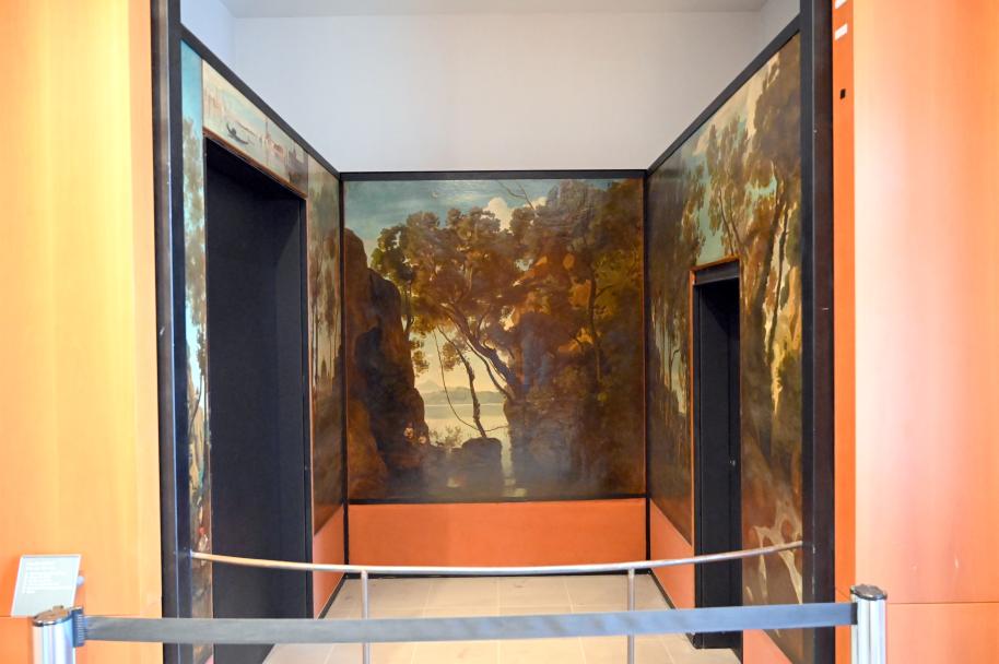 Jean-Baptiste Camille Corot (1823–1874), Der Nemi-See, Mantes-la-Jolie, Haus des Richters François-Parfait Robert, jetzt Paris, Musée du Louvre, Saal 947, 2. Viertel 19. Jhd.