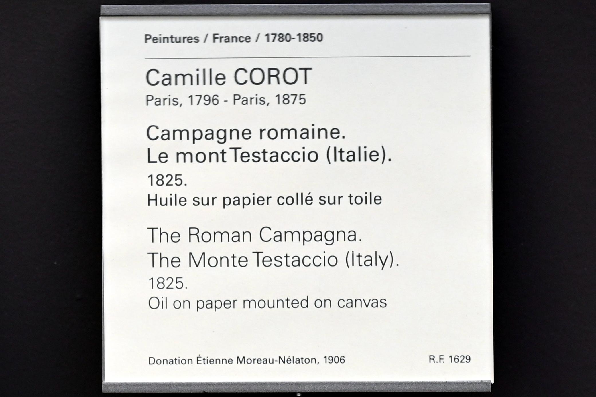 Jean-Baptiste Camille Corot (1823–1874), Die Campagna Romana. Der Monte Testaccio, Paris, Musée du Louvre, Saal 949, 1825, Bild 2/2