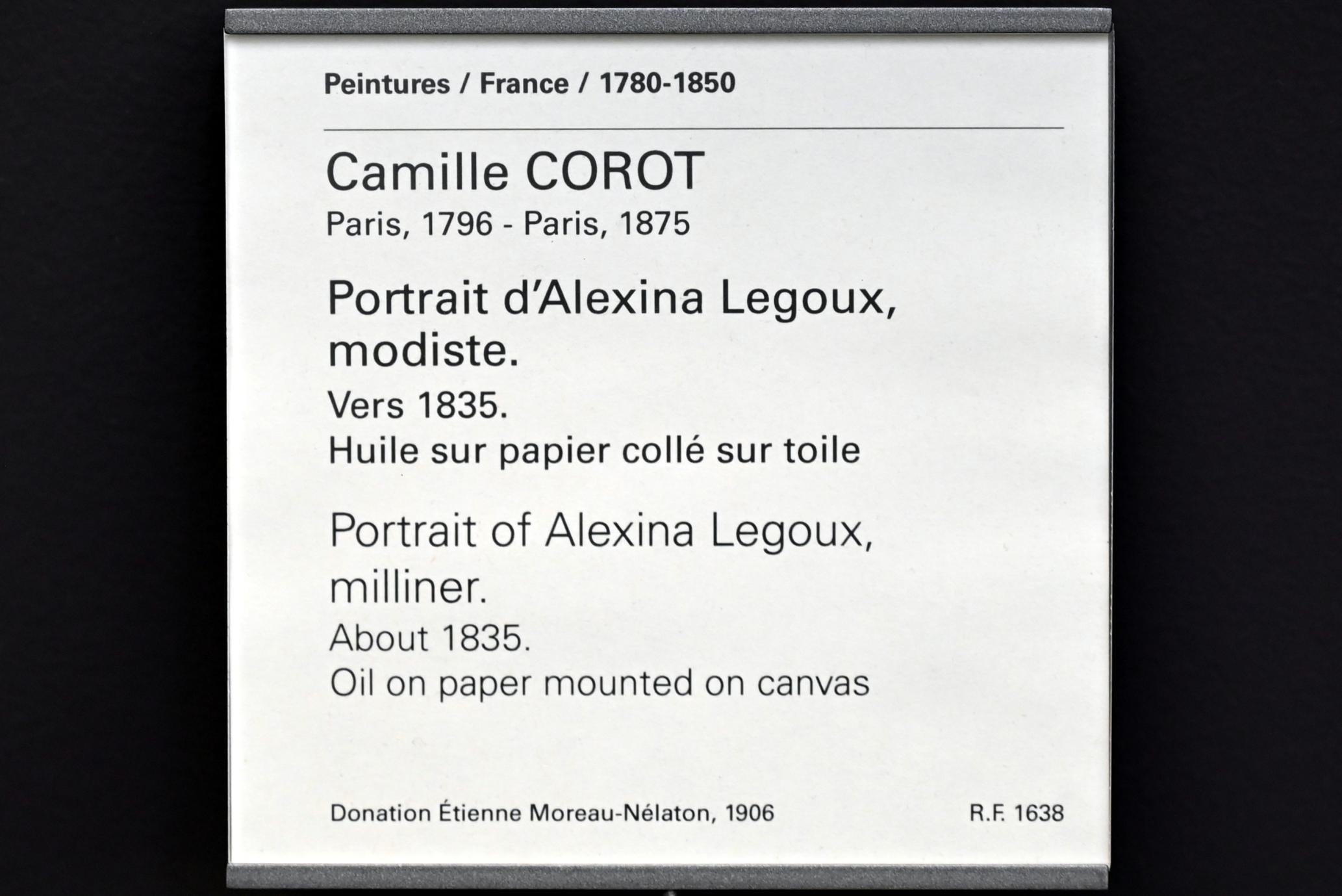 Jean-Baptiste Camille Corot (1823–1874), Porträt der Hutmacherin Alexina Legoux, Paris, Musée du Louvre, Saal 949, um 1835, Bild 2/2