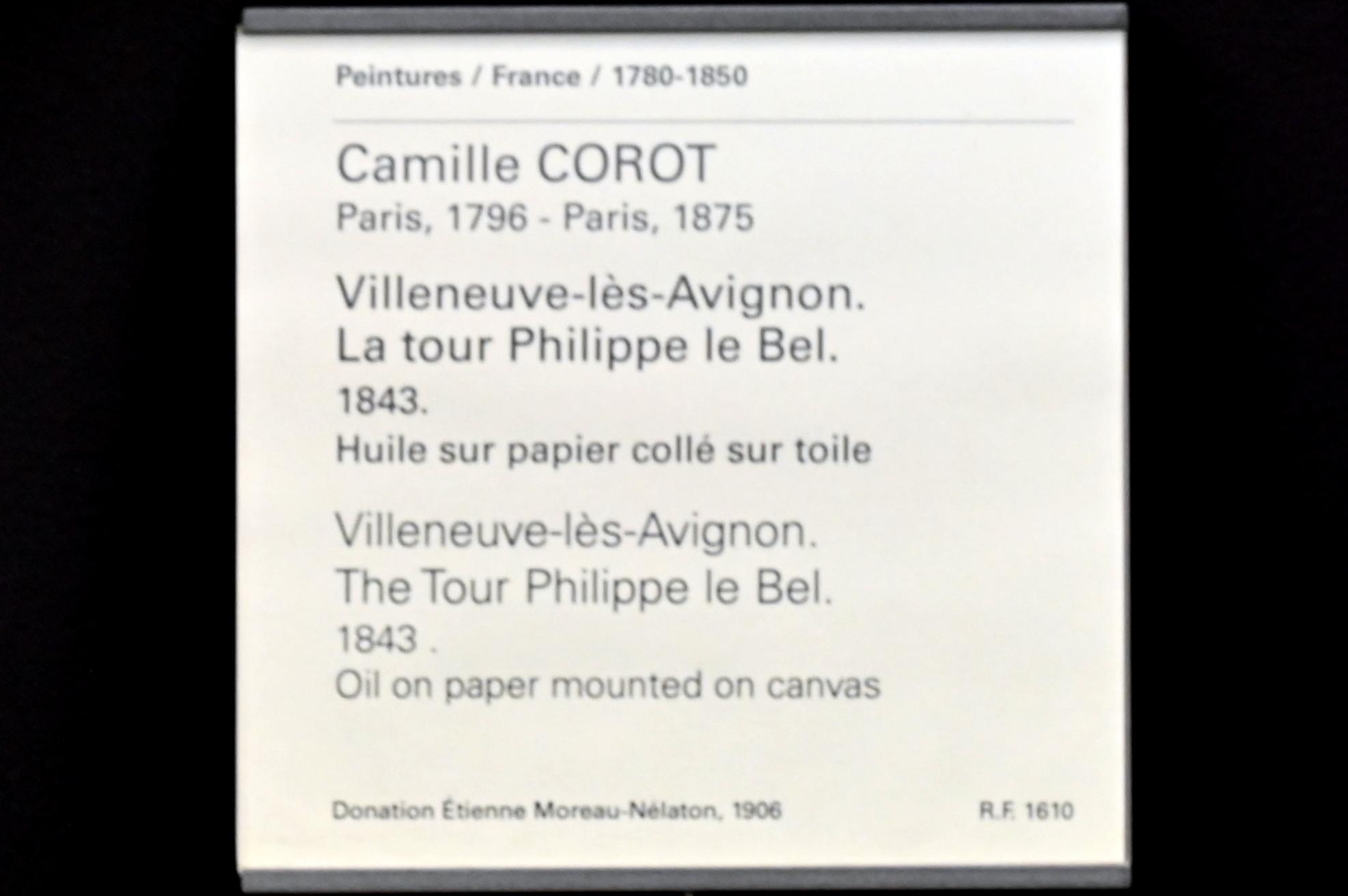 Jean-Baptiste Camille Corot (1823–1874), Der Tour Philippe le Bel in Villeneuve-les-Avignon, Paris, Musée du Louvre, Saal 949, 1843, Bild 2/2