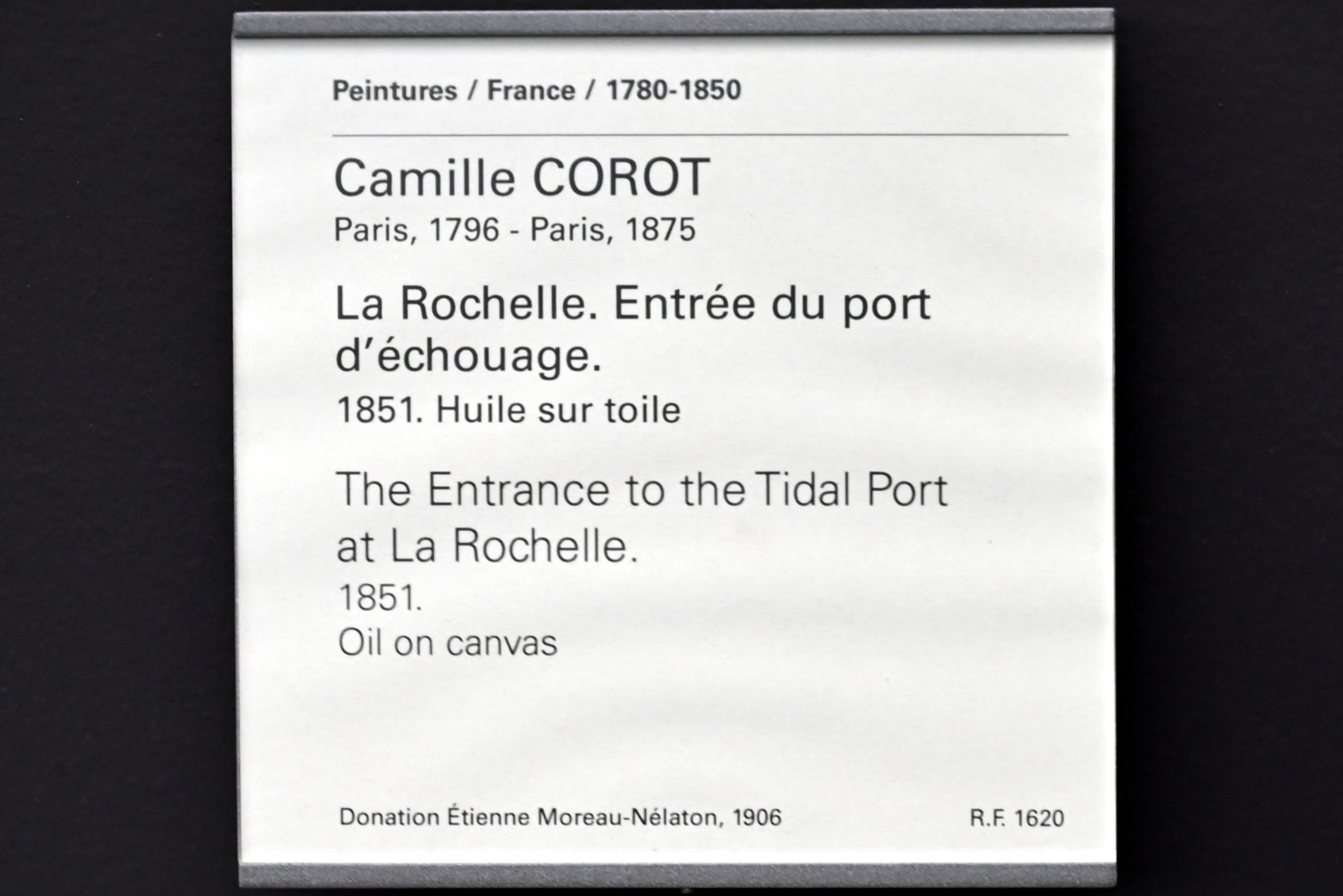 Jean-Baptiste Camille Corot (1823–1874), Einfahrt zum Strandungshafen in La Rochelle, Paris, Musée du Louvre, Saal 949, 1851, Bild 2/2