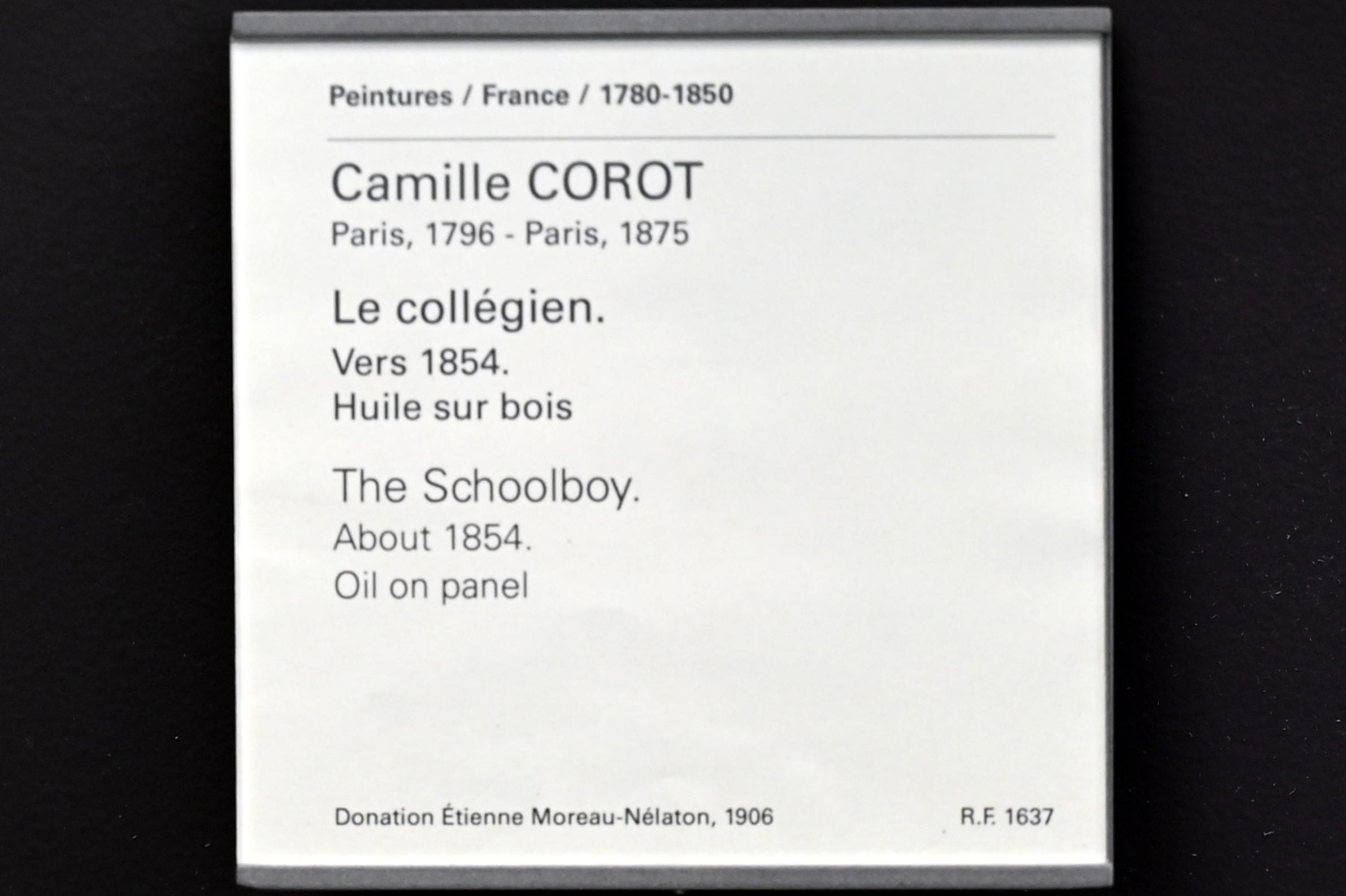 Jean-Baptiste Camille Corot (1823–1874), Schuljunge, Paris, Musée du Louvre, Saal 949, um 1854, Bild 2/2