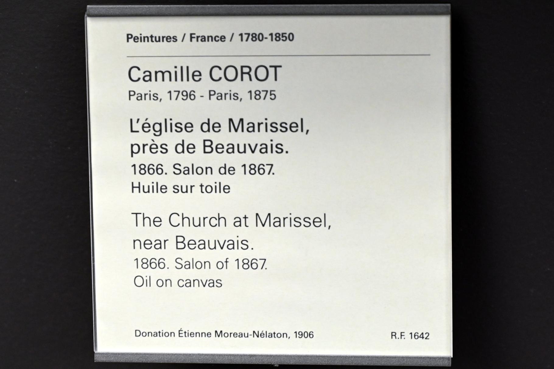 Jean-Baptiste Camille Corot (1823–1874), Die Kirche von Marissel in der Nähe von Beauvais, Paris, Musée du Louvre, Saal 949, 1866, Bild 2/2