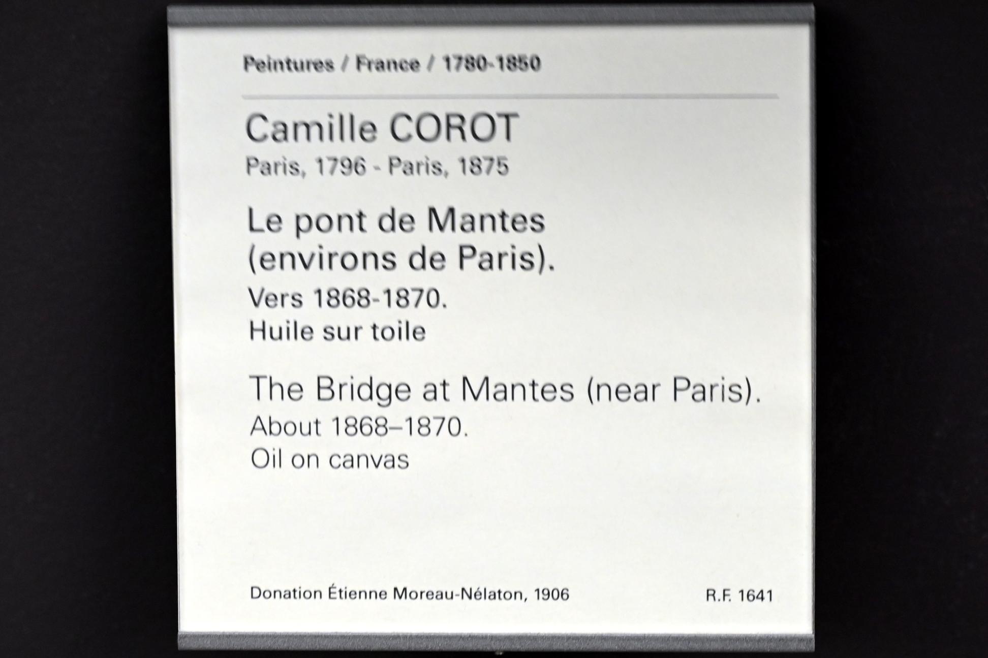 Jean-Baptiste Camille Corot (1823–1874), Die Brücke von Mantes bei Paris, Paris, Musée du Louvre, Saal 949, um 1868–1870, Bild 2/2