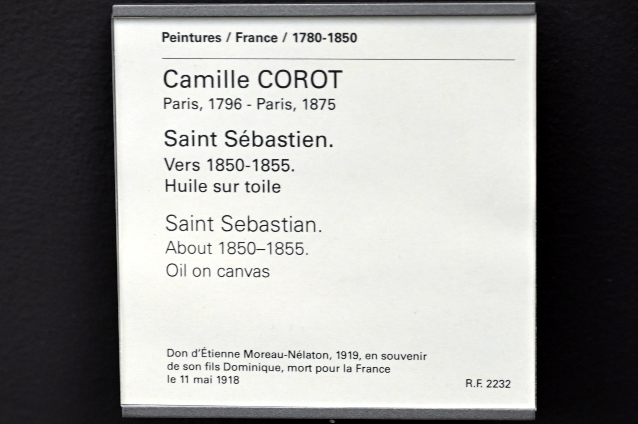 Jean-Baptiste Camille Corot (1823–1874), Heiliger Sebastian, Paris, Musée du Louvre, Saal 949, um 1850–1855, Bild 2/2
