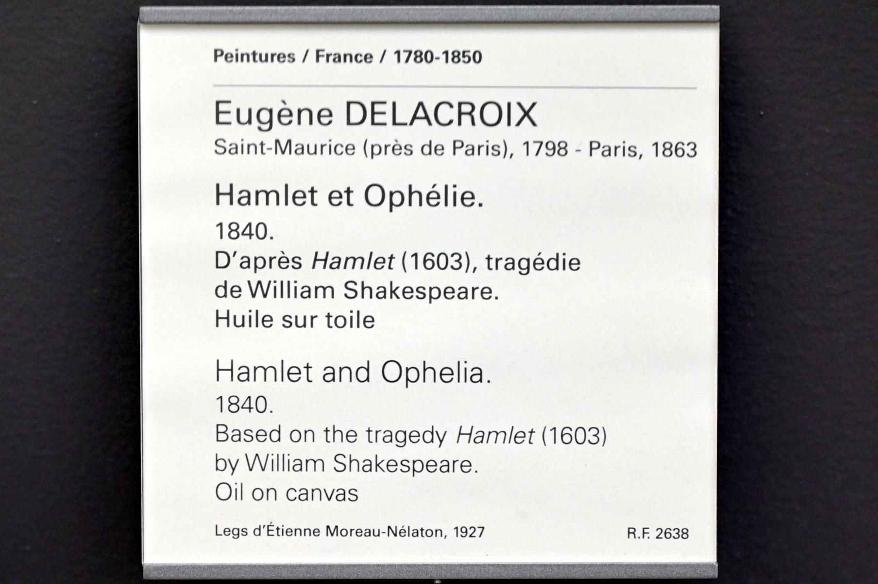 Eugène Delacroix (1820–1862), Hamlet und Ophelia, Paris, Musée du Louvre, Saal 950, 1840, Bild 2/2