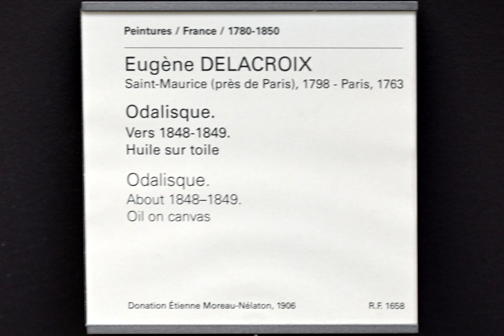 Eugène Delacroix (1820–1862), Odaliske, Paris, Musée du Louvre, Saal 950, um 1848–1849, Bild 2/2