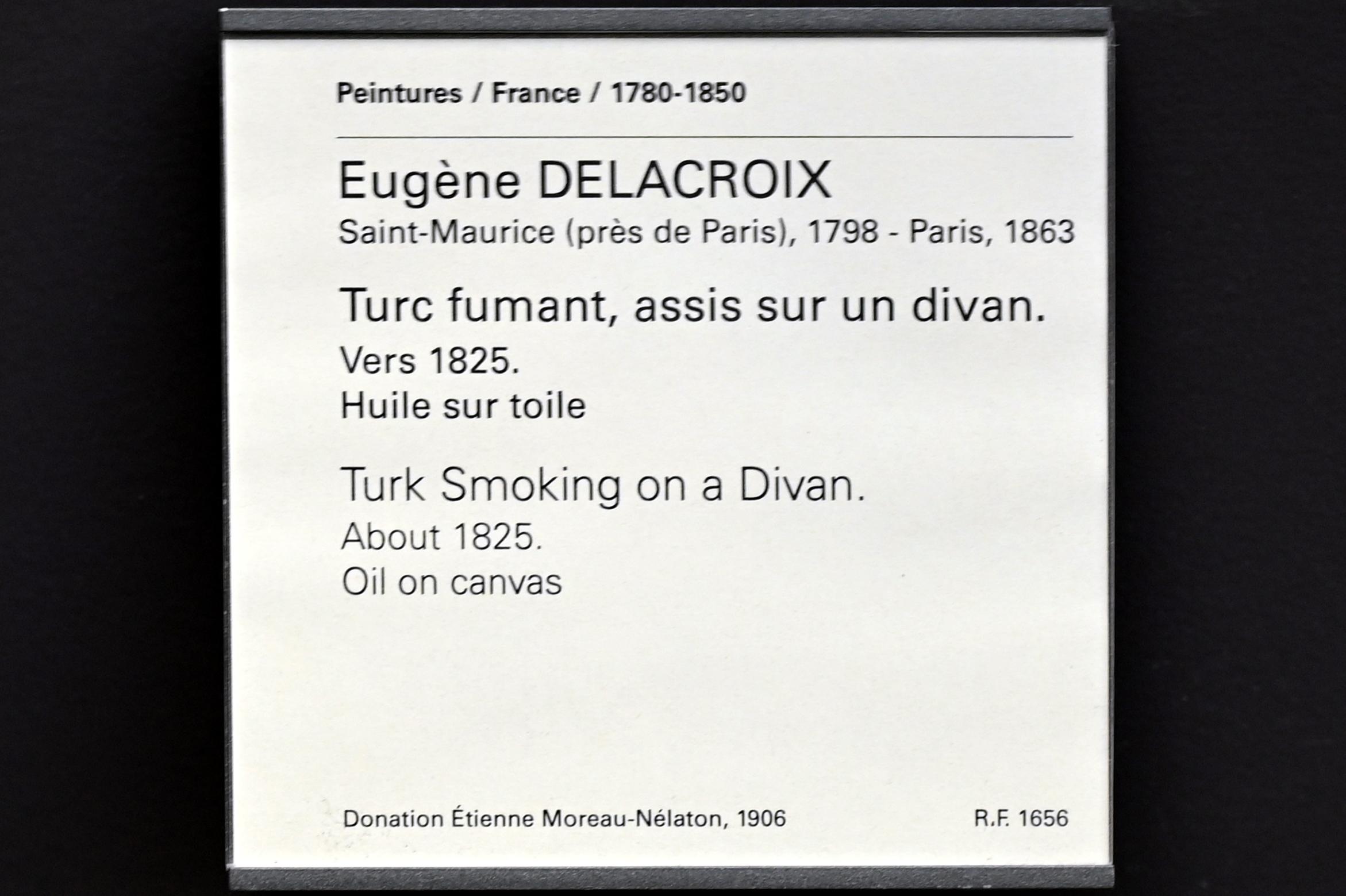 Eugène Delacroix (1820–1862), Rauchender Türke auf einem Diwan, Paris, Musée du Louvre, Saal 950, um 1825, Bild 2/2