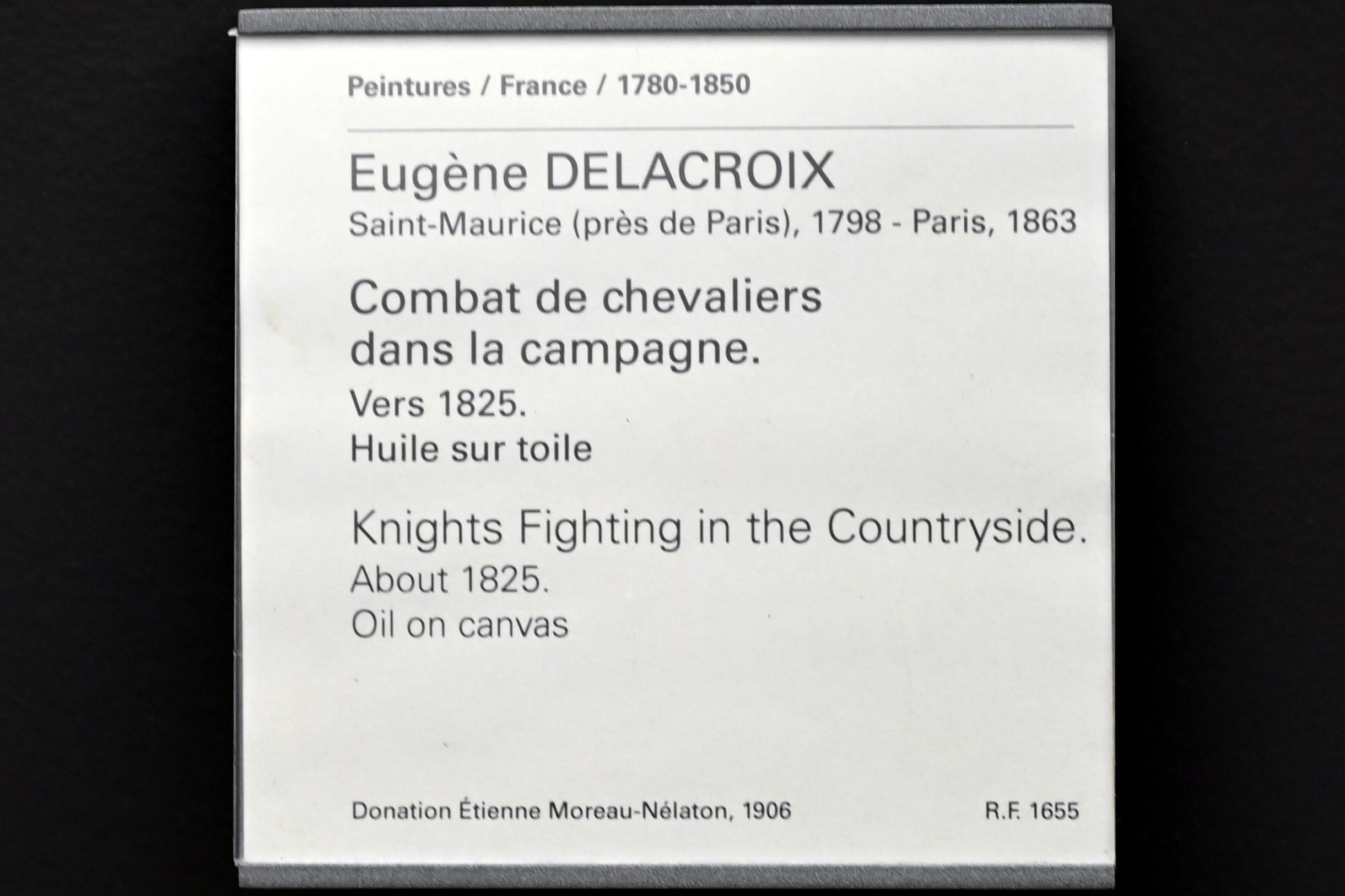 Eugène Delacroix (1820–1862), Ritterkampf auf dem Lande, Paris, Musée du Louvre, Saal 950, um 1825, Bild 2/2