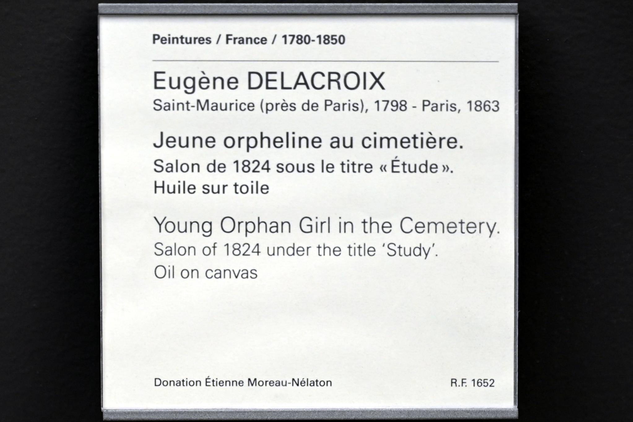 Eugène Delacroix (1820–1862), Junges Waisenmädchen auf dem Friedhof, Paris, Musée du Louvre, Saal 950, vor 1824, Bild 2/2
