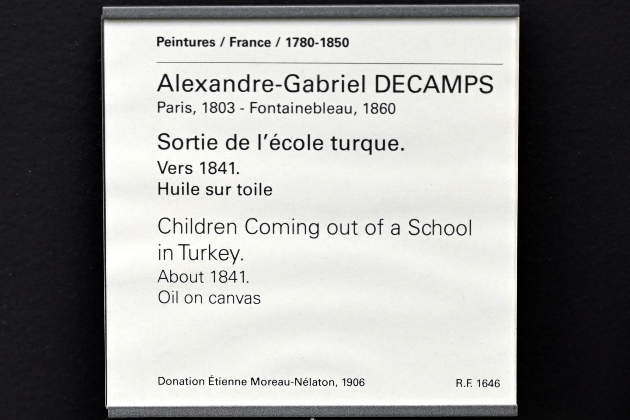 Alexandre-Gabriel Decamps (1830–1854), Schulkinder verlassen die türkischen Schule, Paris, Musée du Louvre, Saal 950, um 1841, Bild 2/2