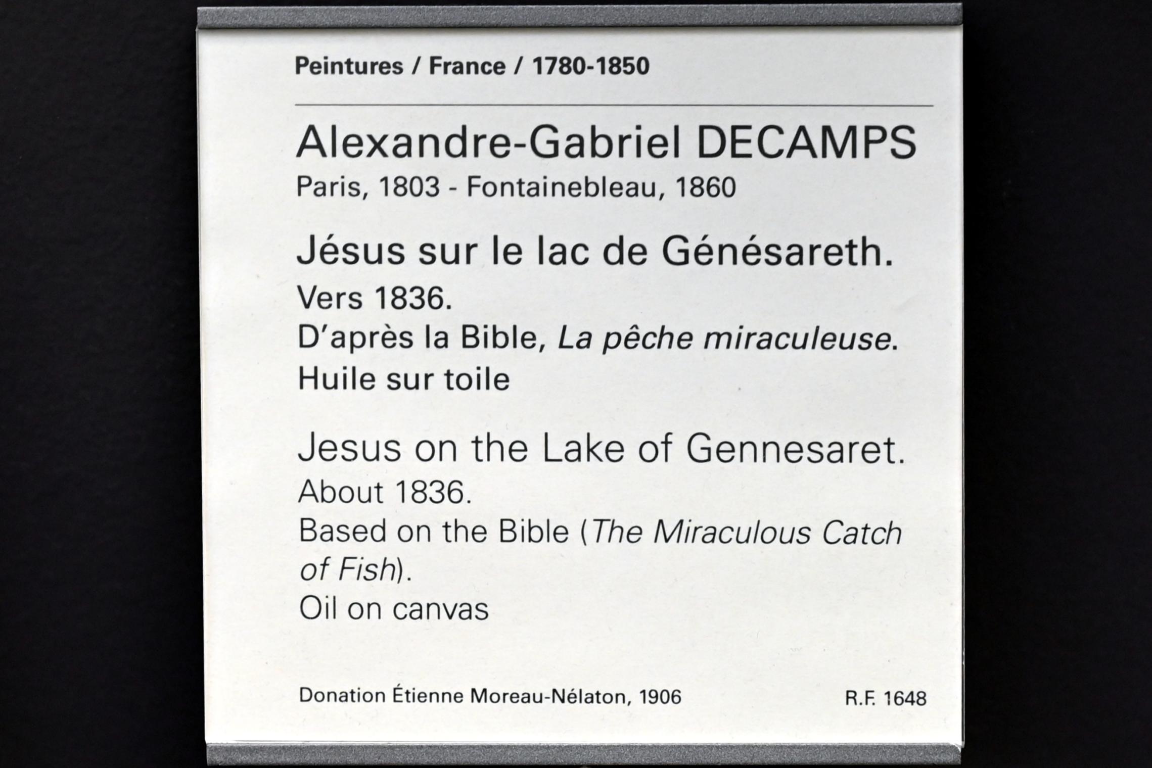 Alexandre-Gabriel Decamps (1830–1854), Jesus am See Genezareth, Paris, Musée du Louvre, Saal 950, um 1836, Bild 2/2