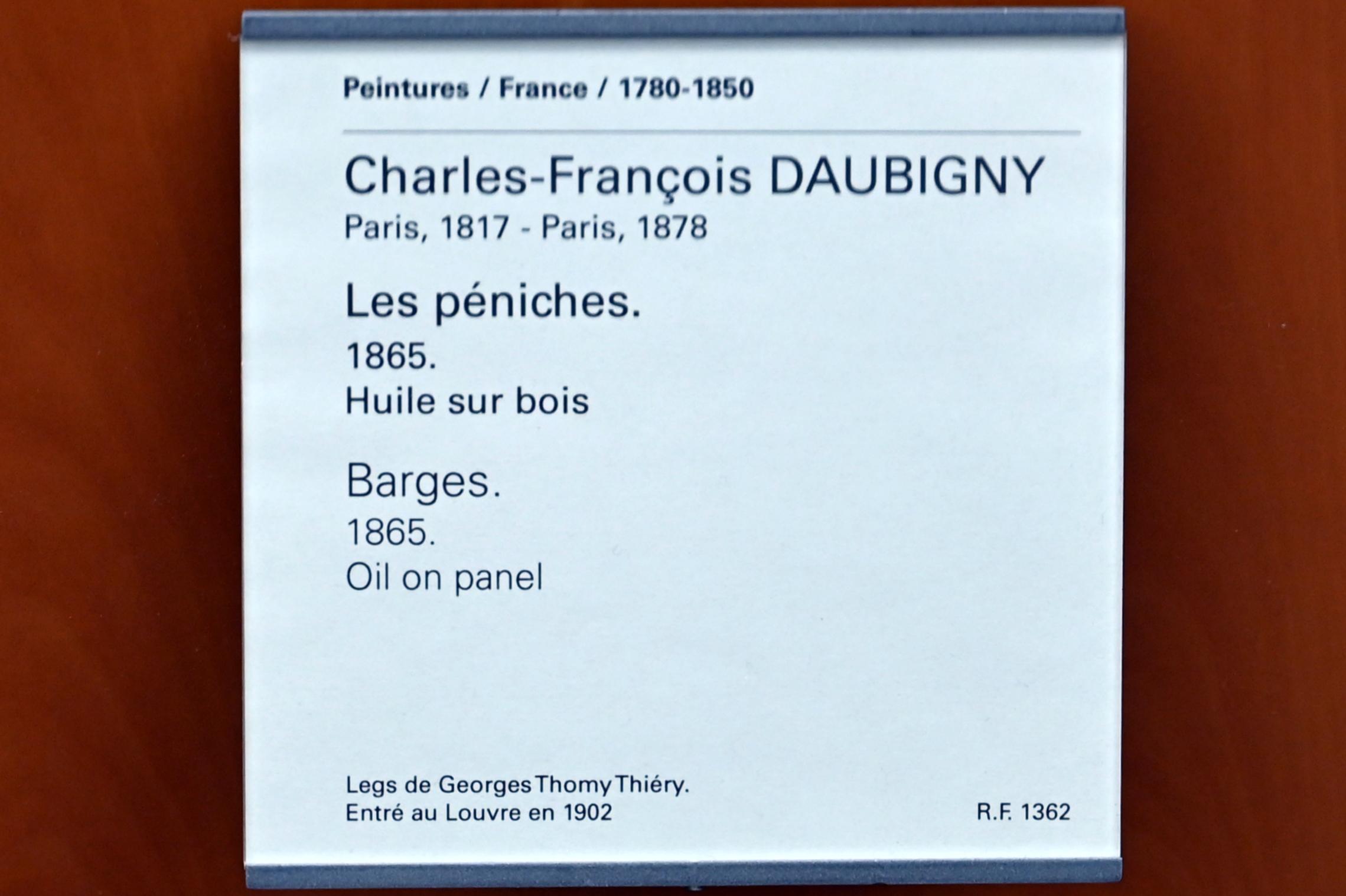 Charles-François Daubigny (1847–1876), Frachtkähne, Paris, Musée du Louvre, Saal 951, 1865, Bild 2/2