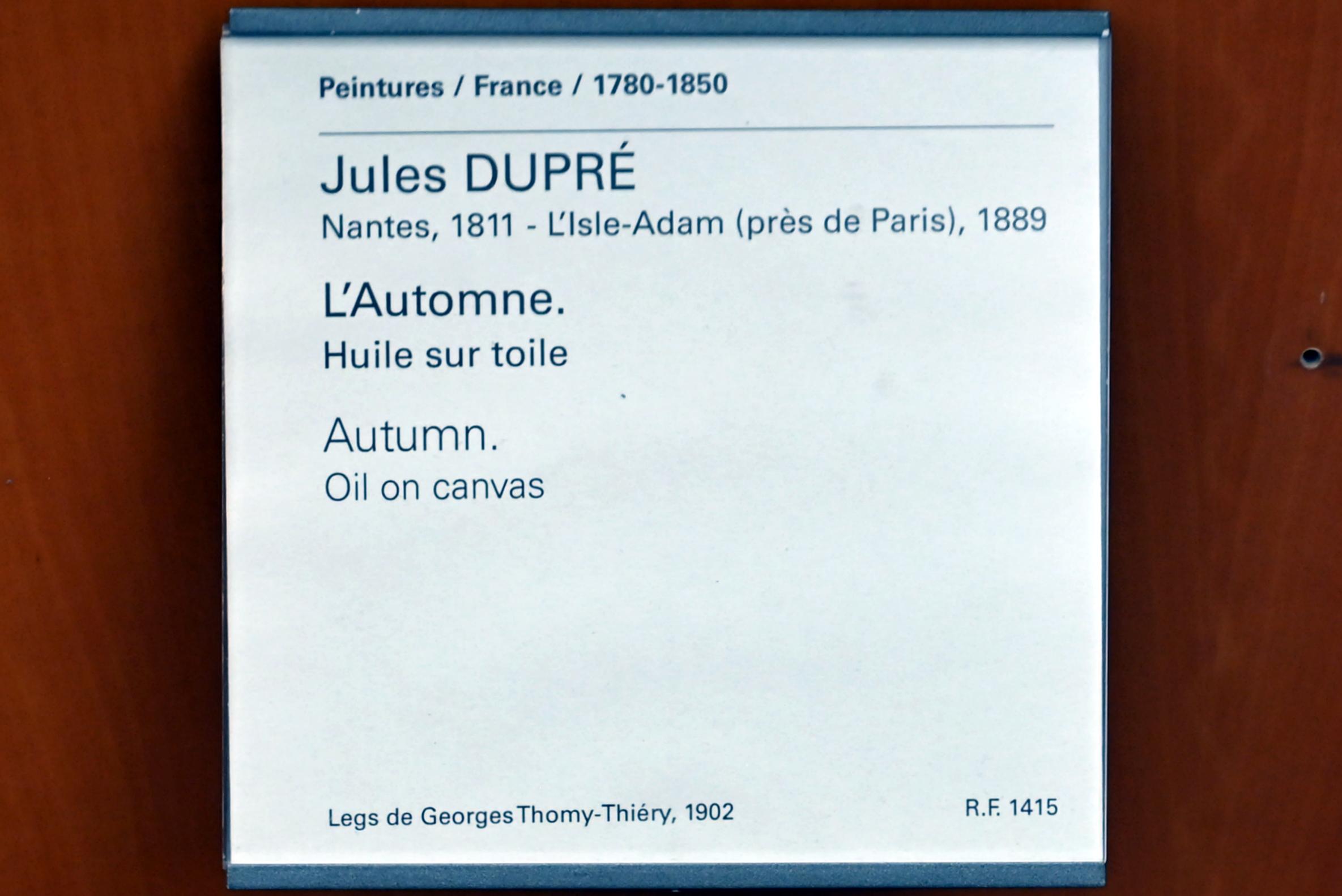 Jules Dupré (1836–1865), Herbst, Paris, Musée du Louvre, Saal 951, Undatiert, Bild 2/2