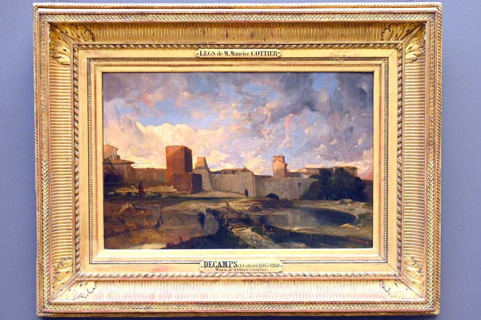 Alexandre-Gabriel Decamps (1830–1854), Die Stadtmauer von Aigues-Mortes (Departement Gard), Paris, Musée du Louvre, Saal 951, um 1843–1844, Bild 1/2